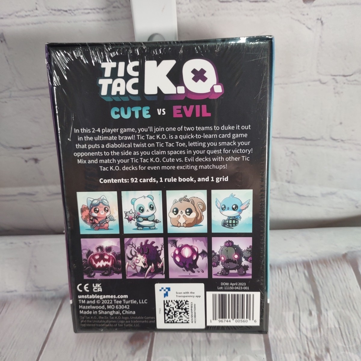 NEW Tic Tac KO Cute vs Evil Card Game 8+ K.O. 2-4 Players Unstable Games
