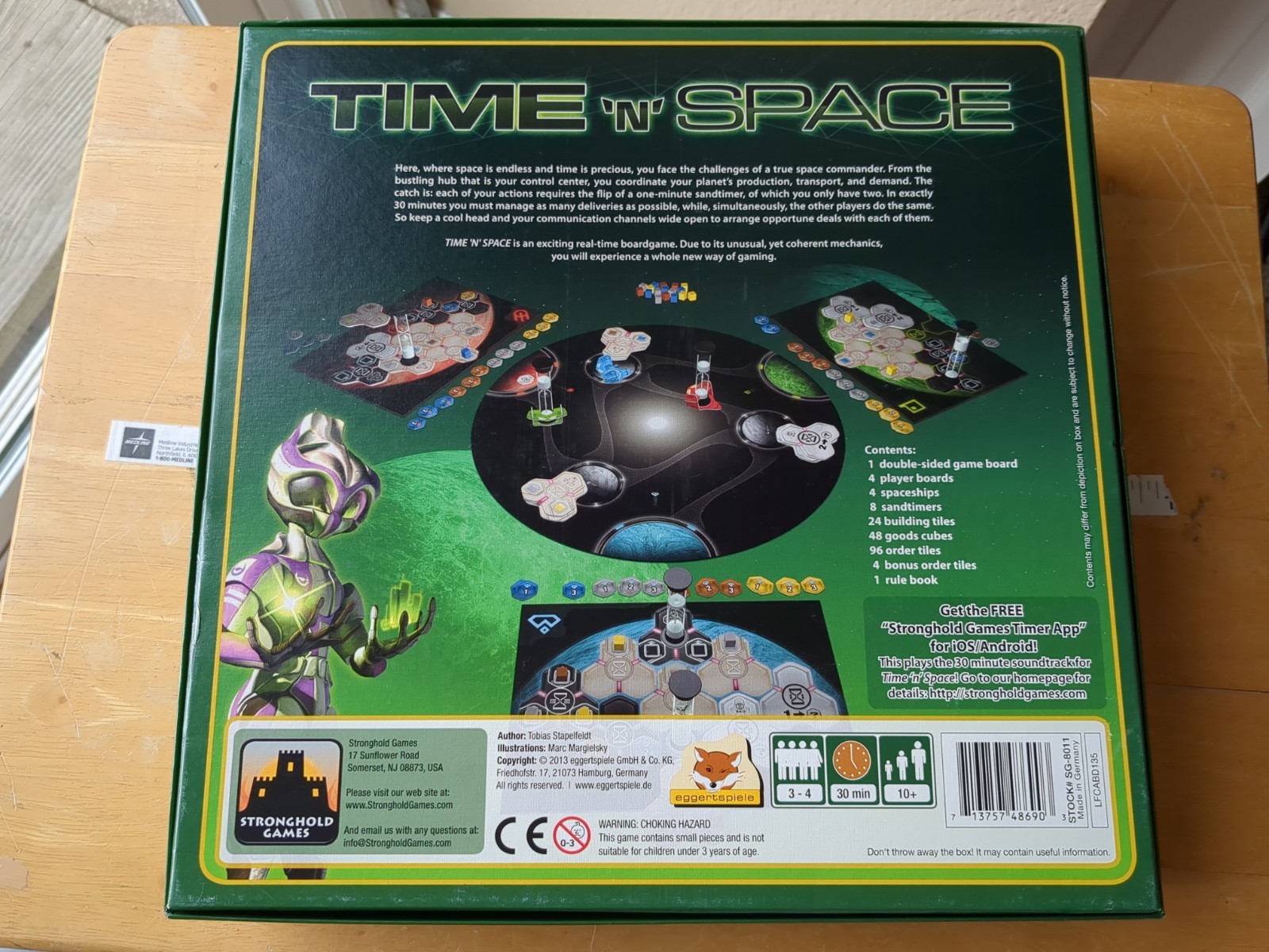 Time N Space Board Game, by Stronghold Games, Tobias Stapelfeldt, 2013