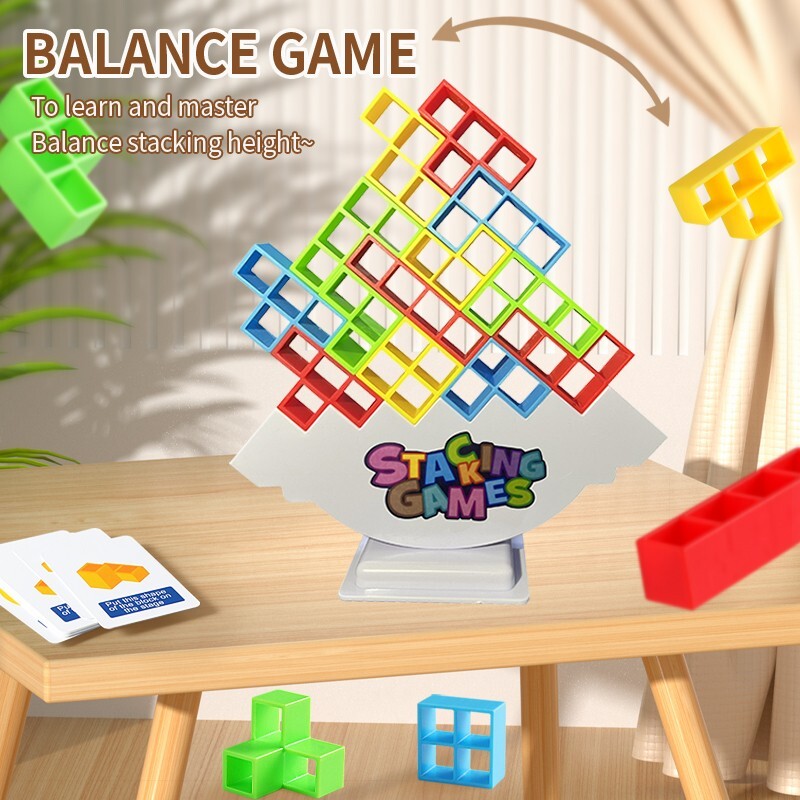 64Pcs Tetra Tower Game, Stack Attack Family Board for 2 Players Family Games,…