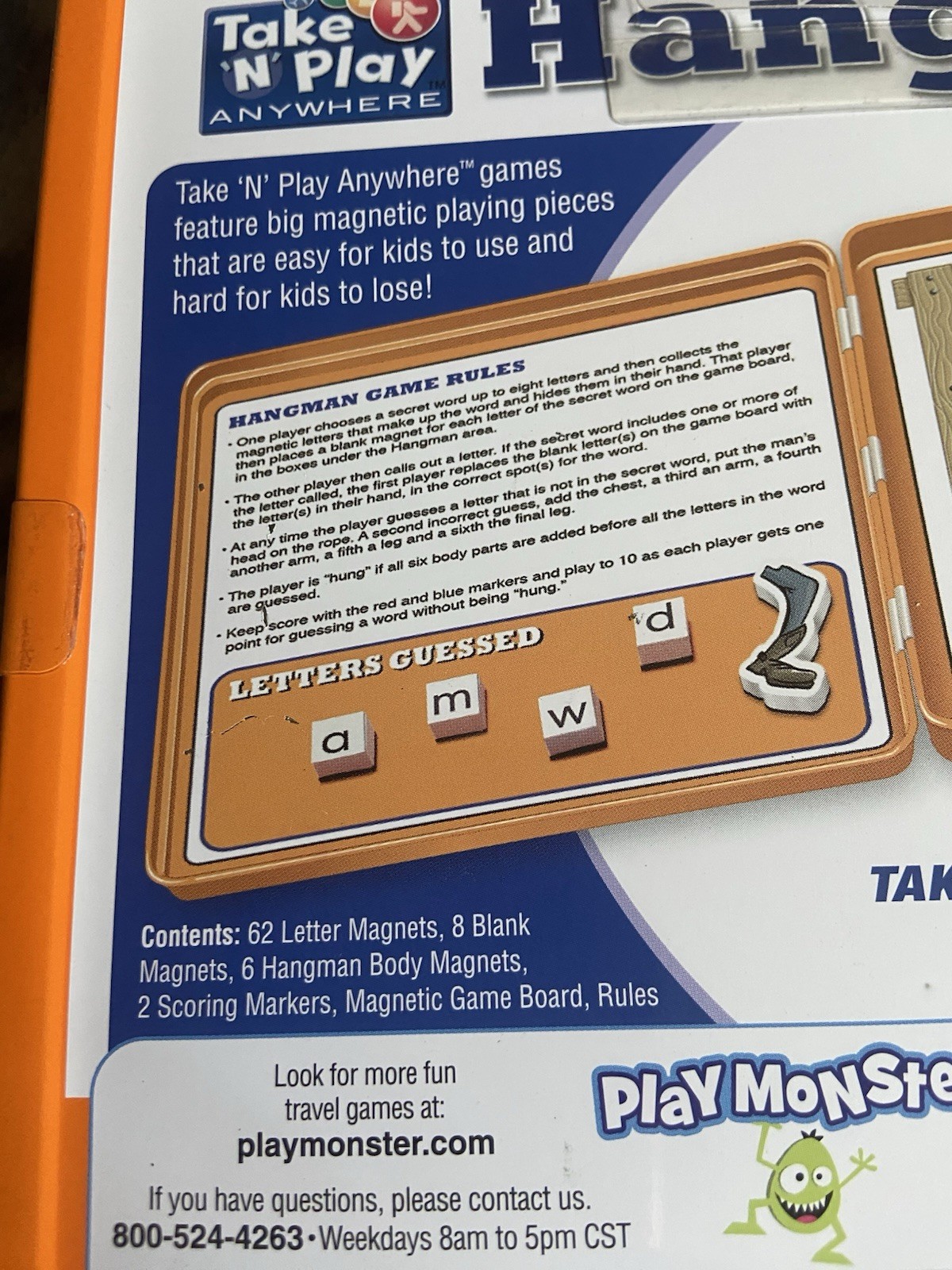 PlayMonster Take N Play Anywhere Hangman Magnetic Travel Game NEW in Tin Box