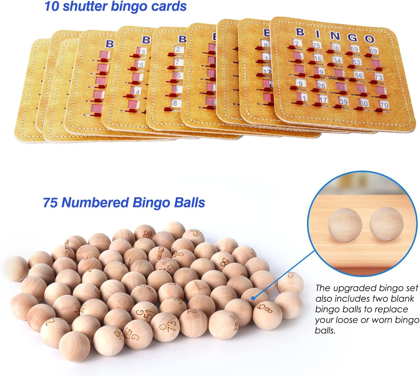 Deluxe Bingo Game Set w/Bingo Cage, Bingo Balls, Board, 10 Shutter Bingo Cards