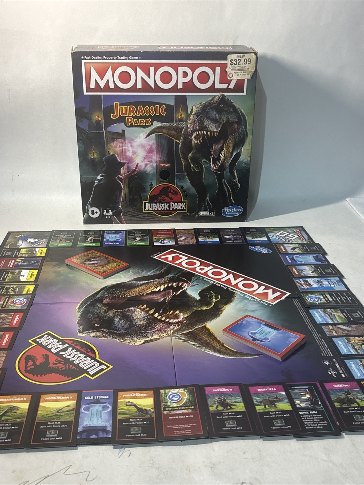 Parker Bros Hasbro Monopoly 2021 Jurassic Park Board Game MISSING INSTRUCTIONS