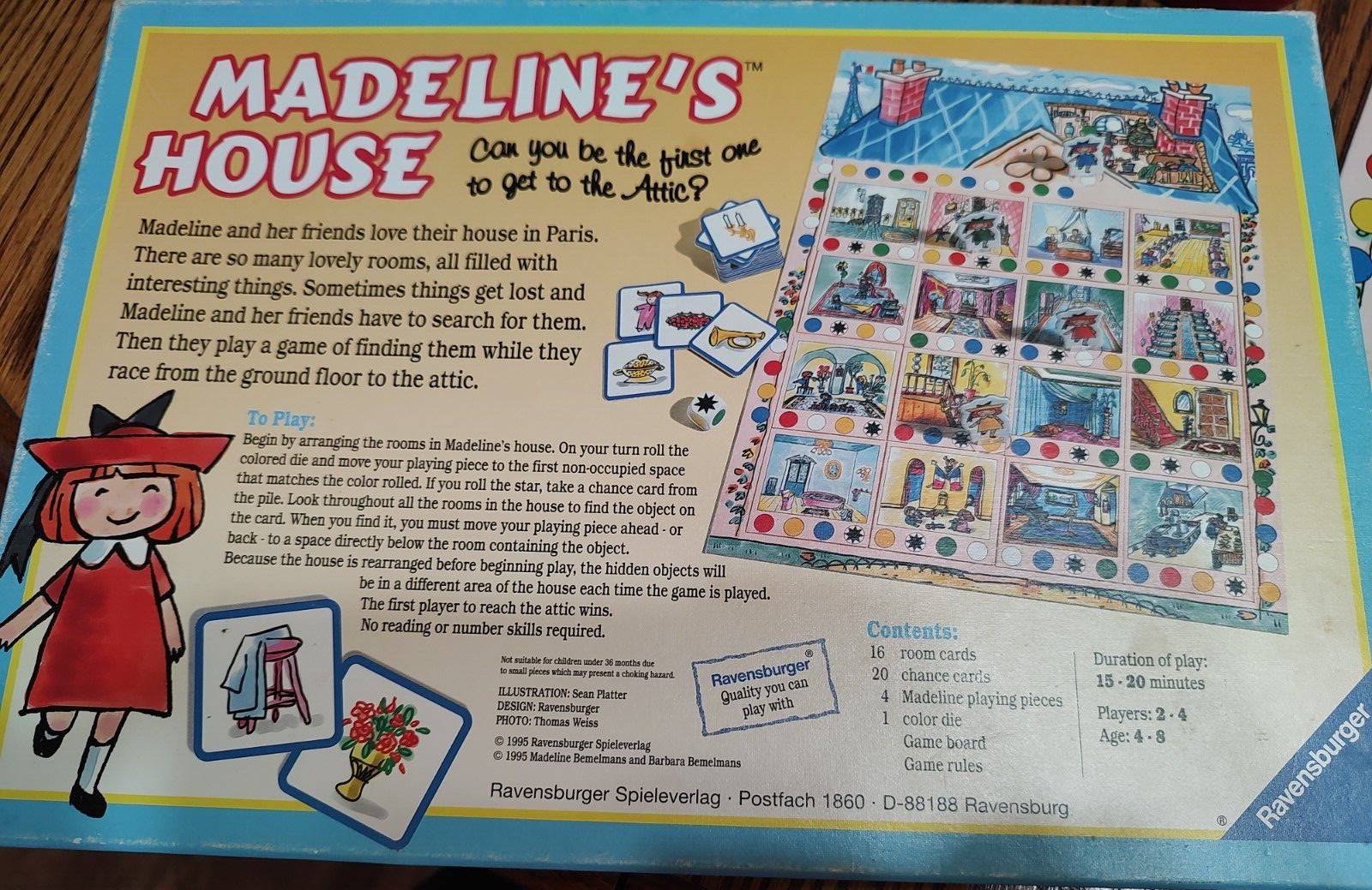 VINTAGE 1995 RAVENSBURGER MADELINE’S HOUSE GAME, #D-88188, 2-4 PLAYERS, AGES 4-8