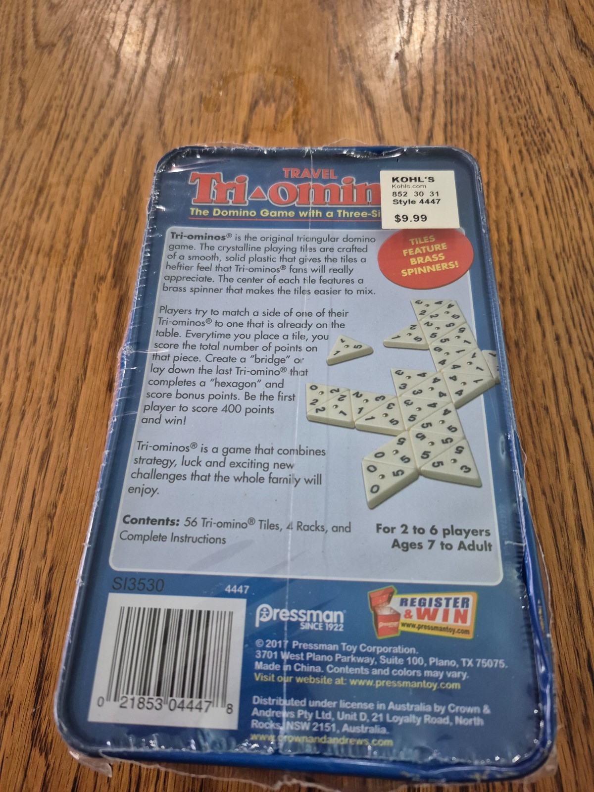 Pressman Travel Tri-Ominos Tin Game Factory Sealed 2017 Triangle Domino Game NEW