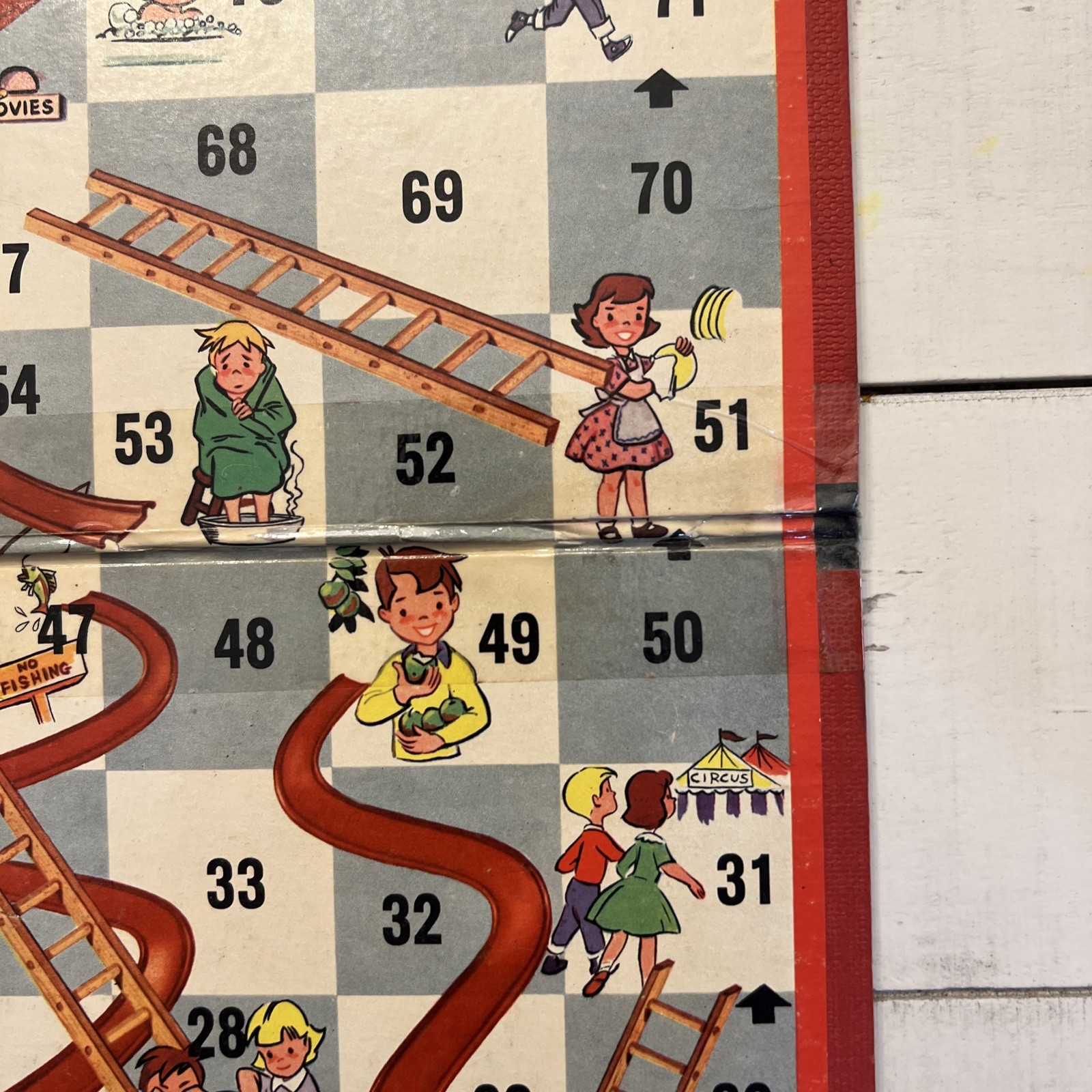 VTG 1950s CHUTES and LADDERS Board Game No 4600 Milton Bradley BOARD ONLY *Read*