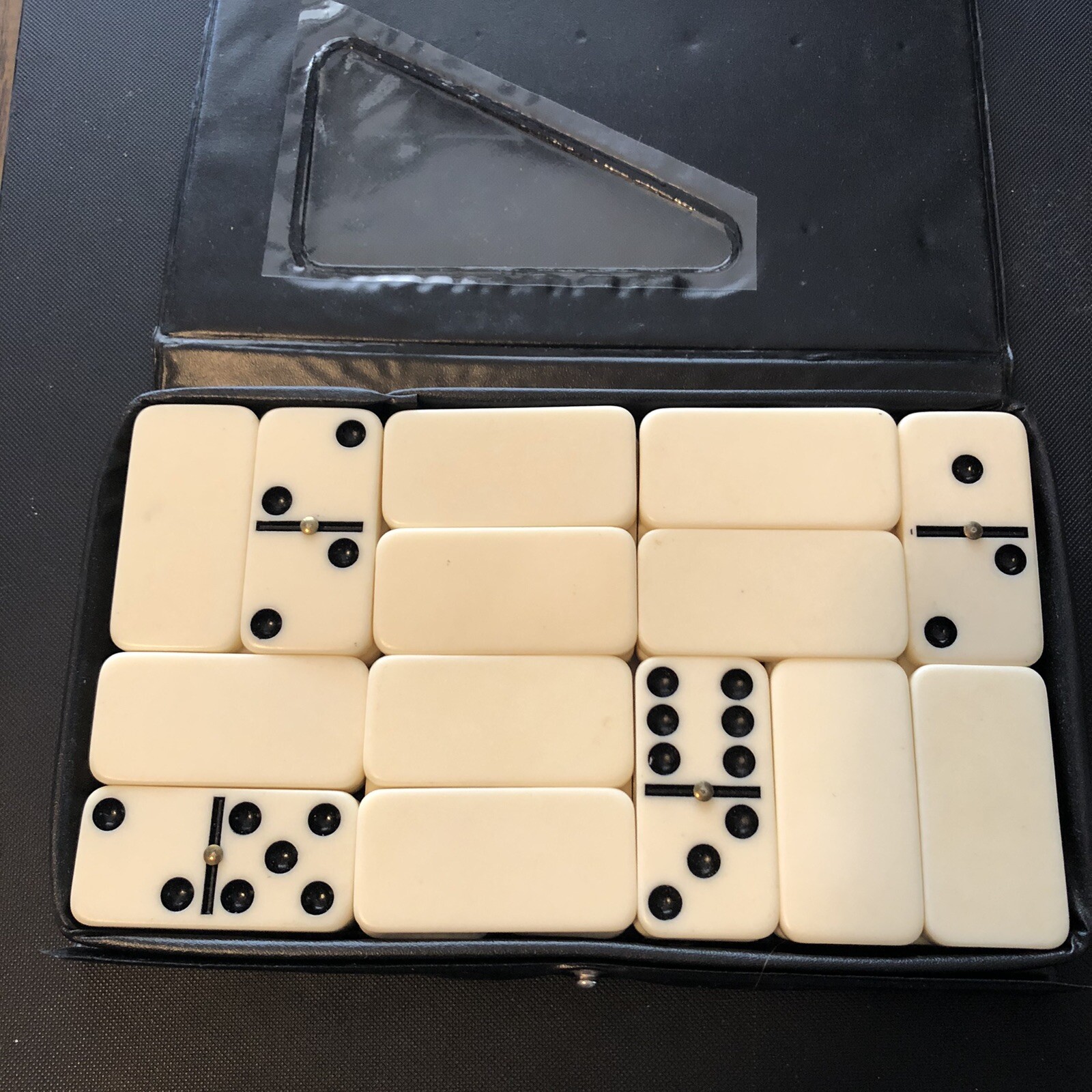 Vintage Double Six Dominoes Trade Mark W/ Travel Case