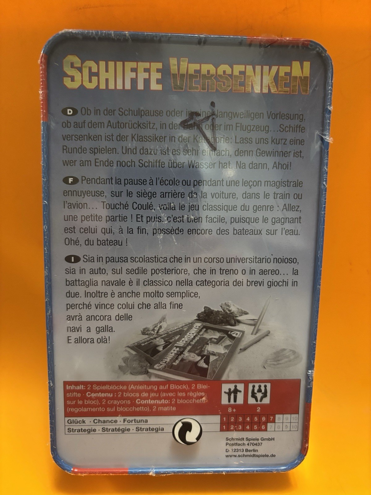 Schmidt Spiele 51205 Battleships in Metal Box New Factory Sealed Free Shipping