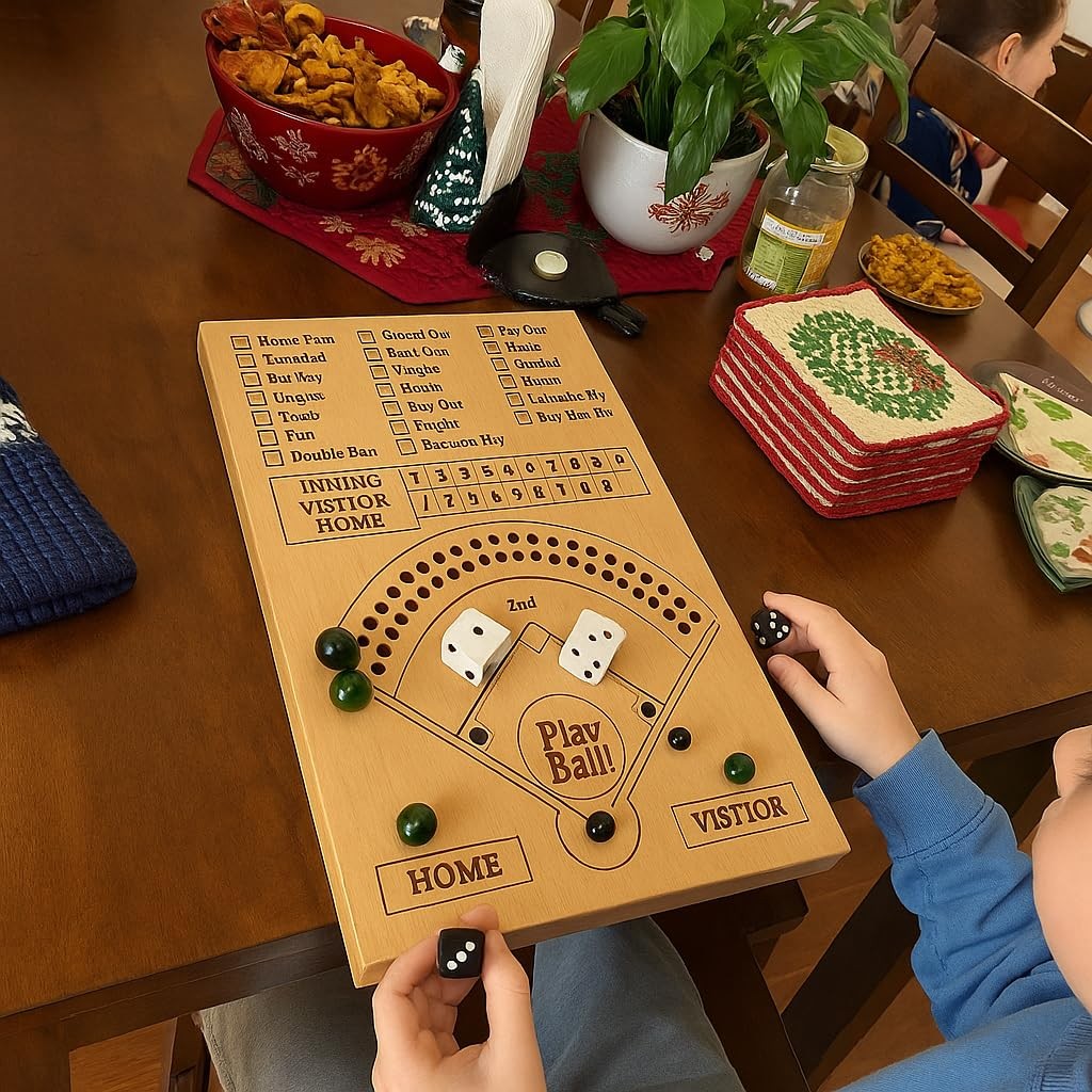 Baseball Dice Board Game – Baseball Dice Game Wood Board – Wooden Baseball Bo…
