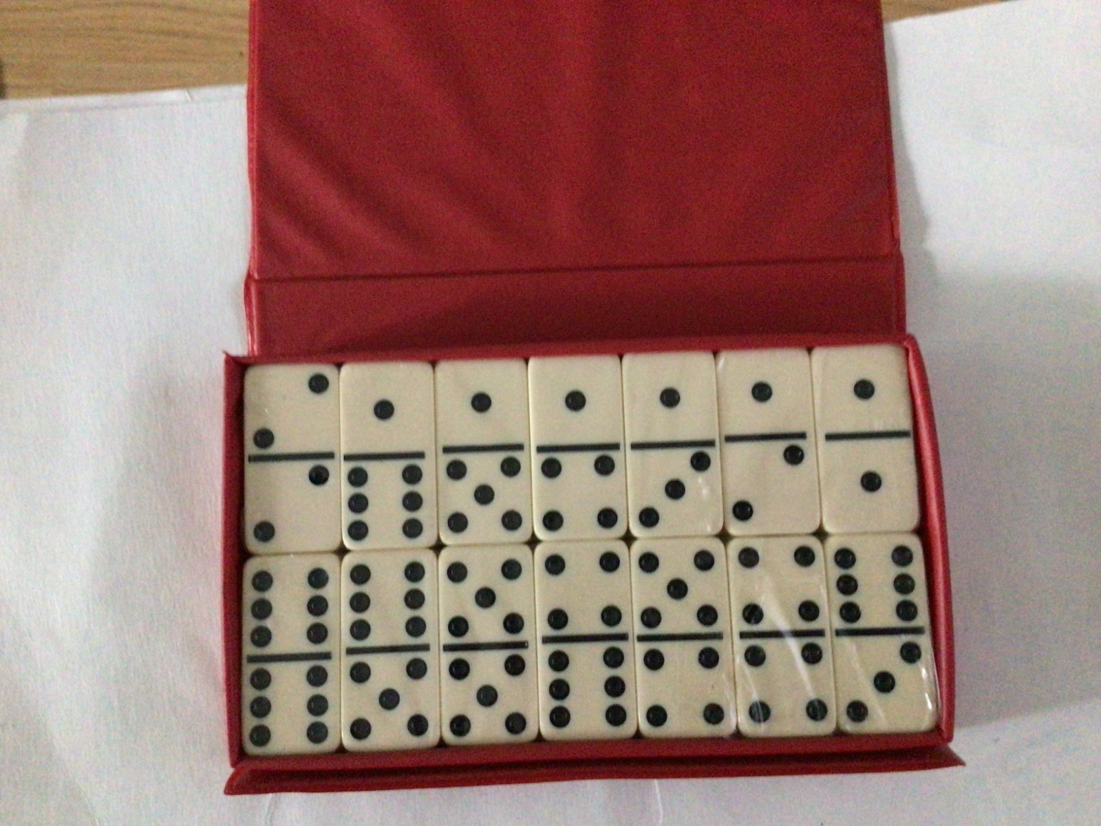 Vintage Heavy Double Six Domino Set with Red Vinyl Game Case BRAND NEW COMPLETE!