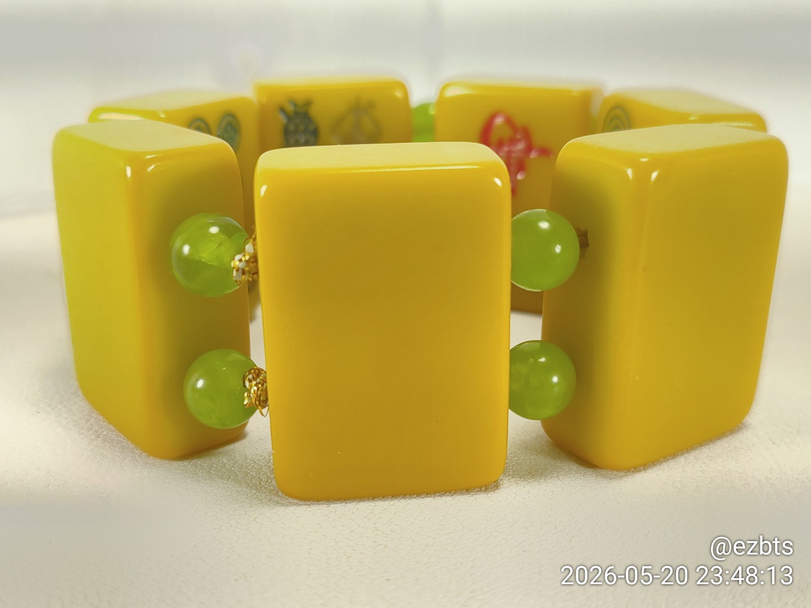 Green Glow ALL Bakelite Catalin MahJong Mah Jongg tiles Champion Bracelet
