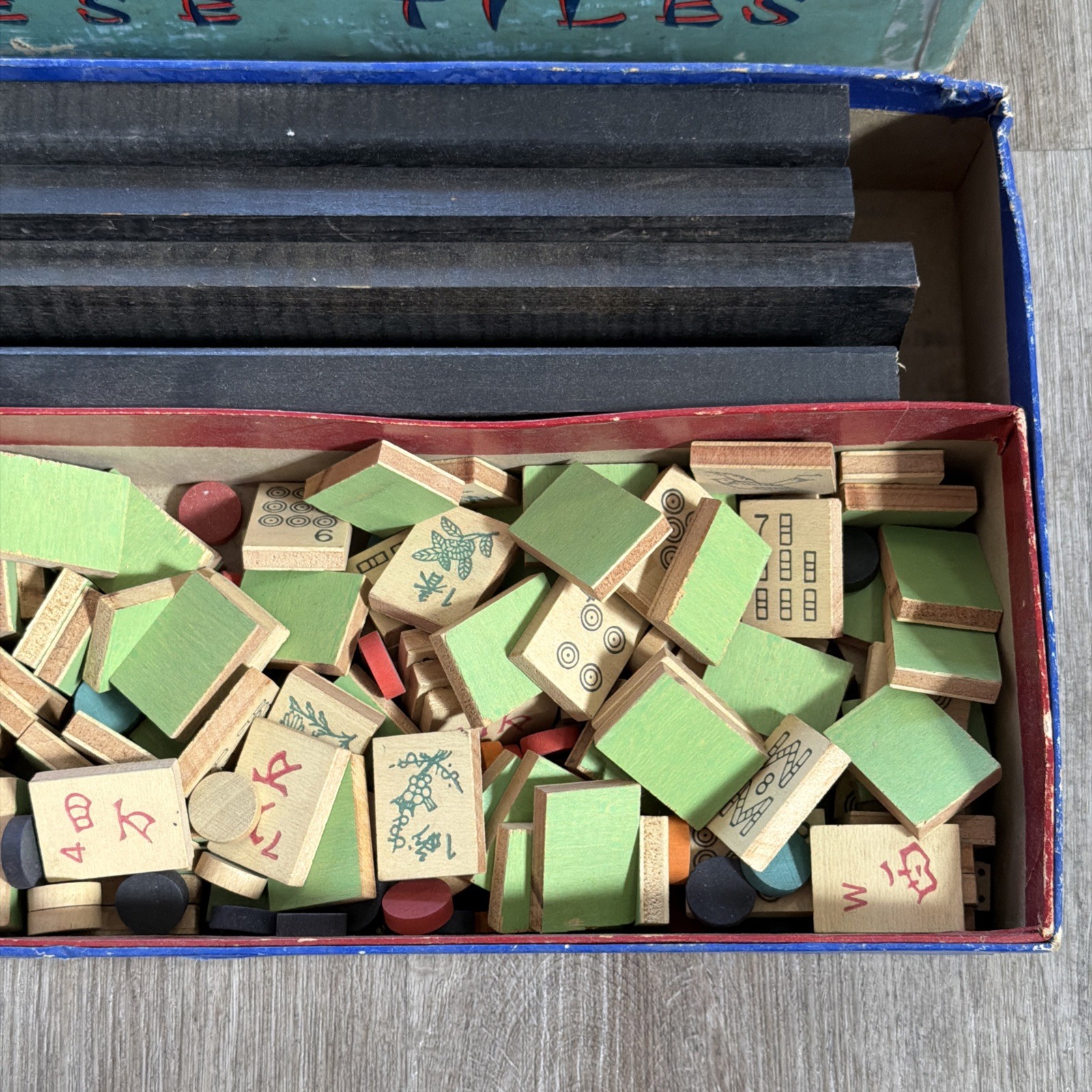 Vintage Chinese Tiles Game Wooden 1939 J Pressman & Co Mah-Jong Mahjong Rare HTF