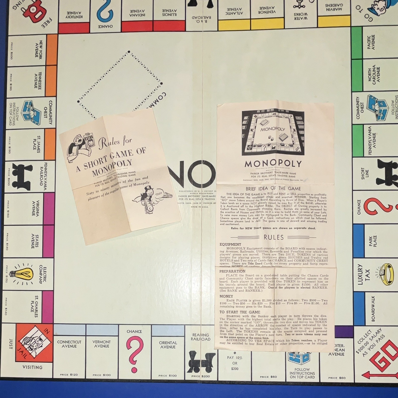 Parker Brothers Monopoly Vintage 1950’s Real Estate Board Game 2+ Players