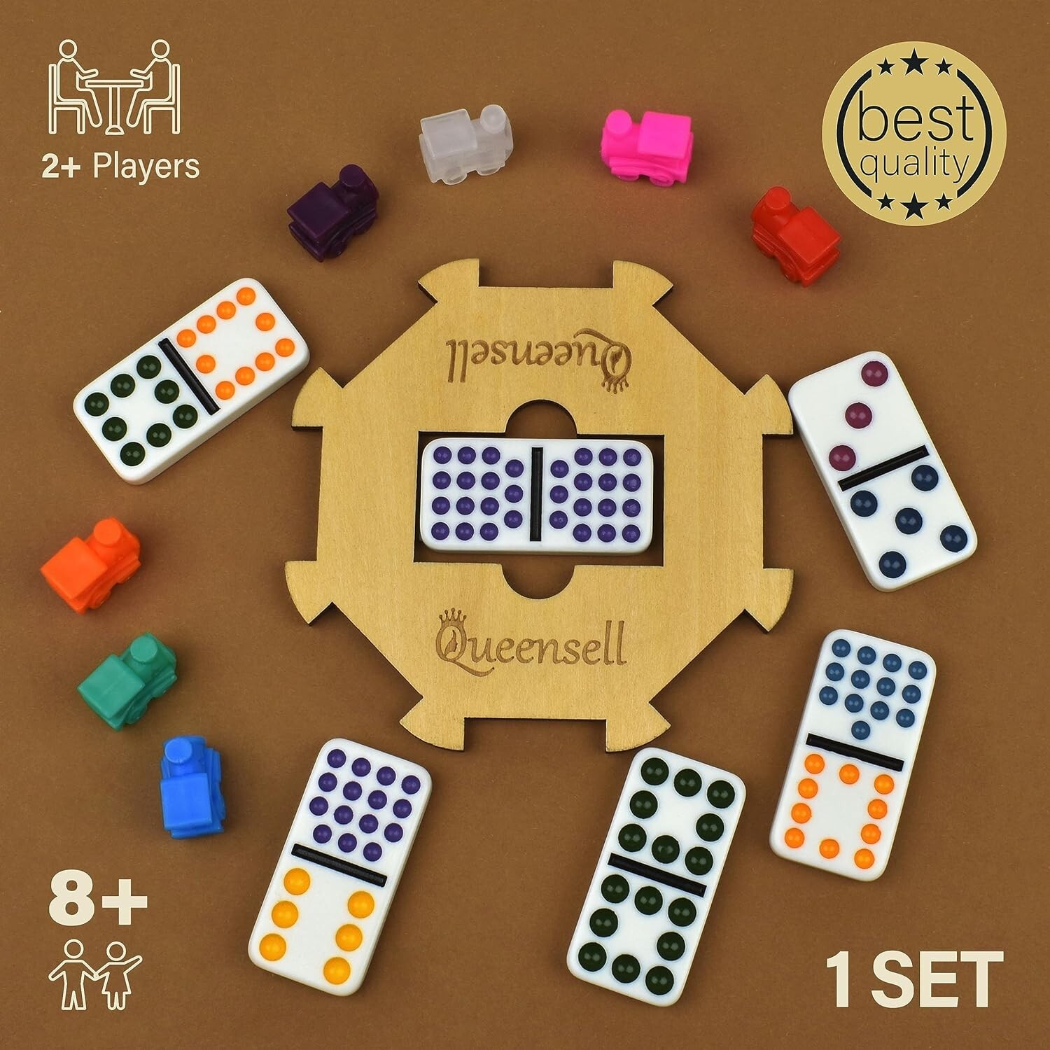 Mexican Train Dominoes Set Double 15, Dominoes Set for Adults and Family, Mex…