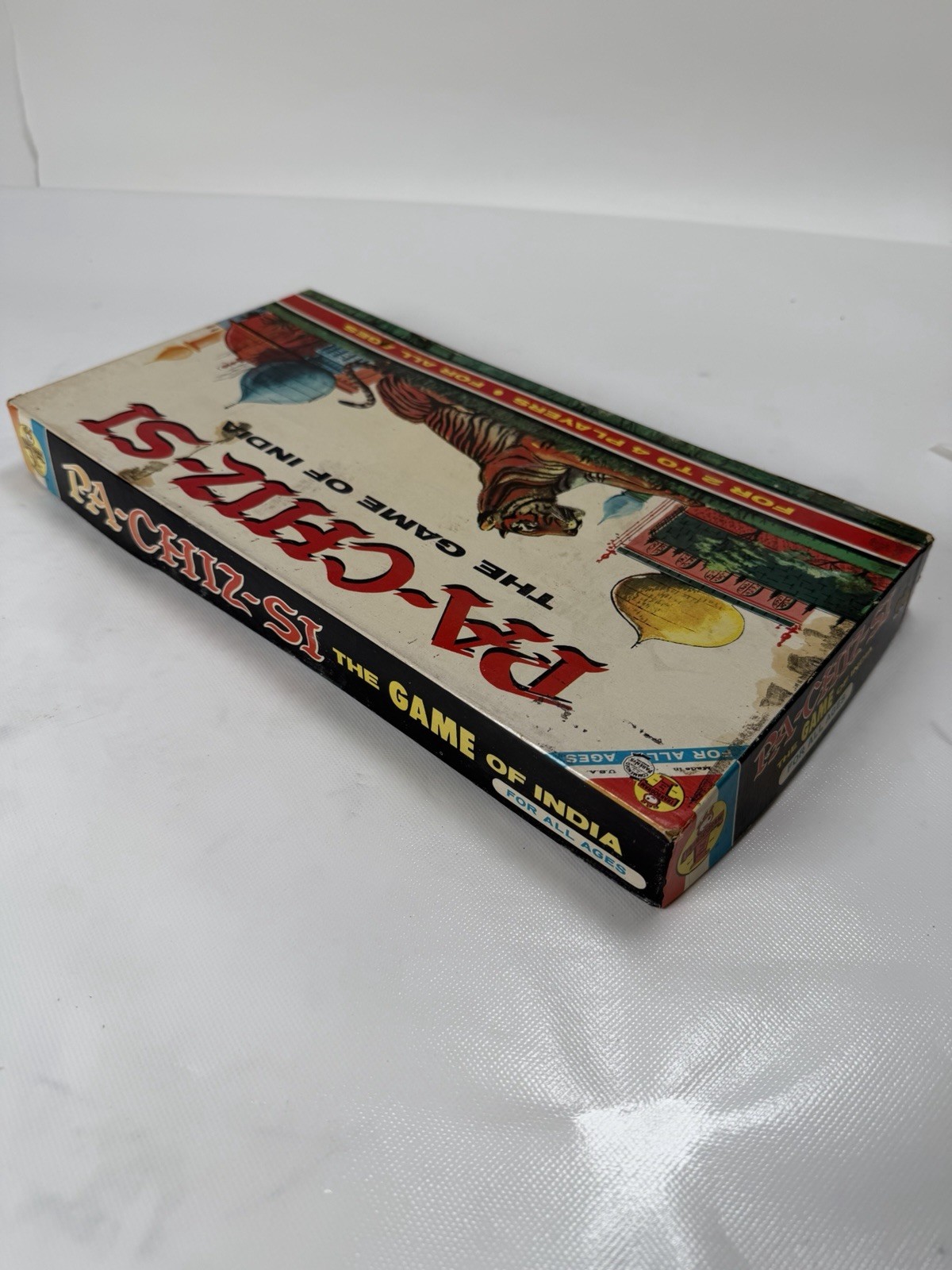 PACHISI Board Game Tiger Cover Classic Game of India Vtg PARCHEESI Complete