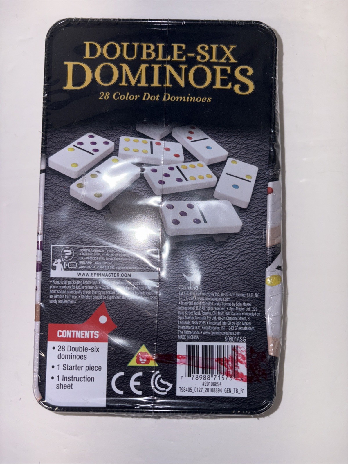 Double Six Dominoes 28 Colored Dots Cardinal Game Set New Sealed Damaged See Pic