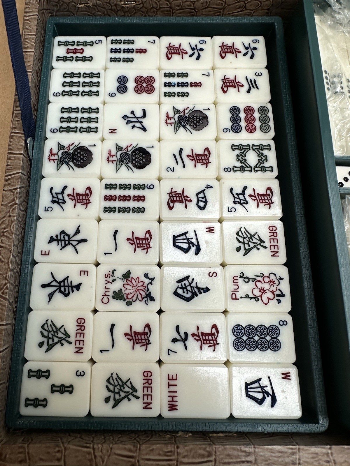 Cool Vintage Mahjong Set Bamboo Backed Tiles Retro Case