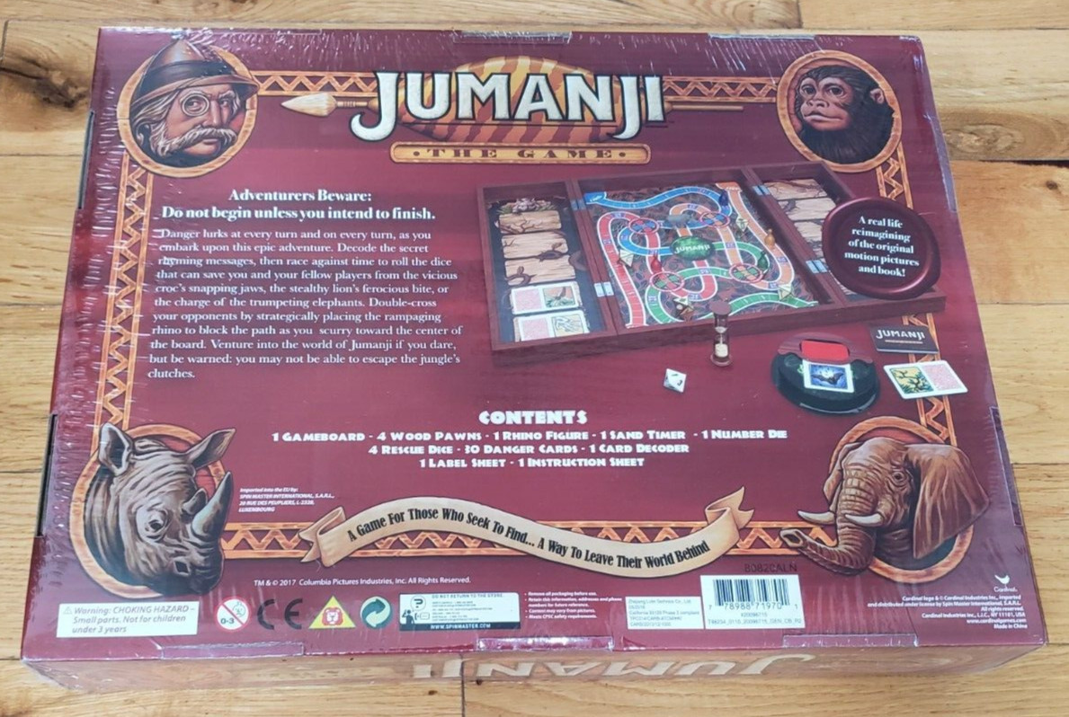 JUMANJI The Game Real Wooden Box Edition of Classic Adventure NEW SEALED 2018