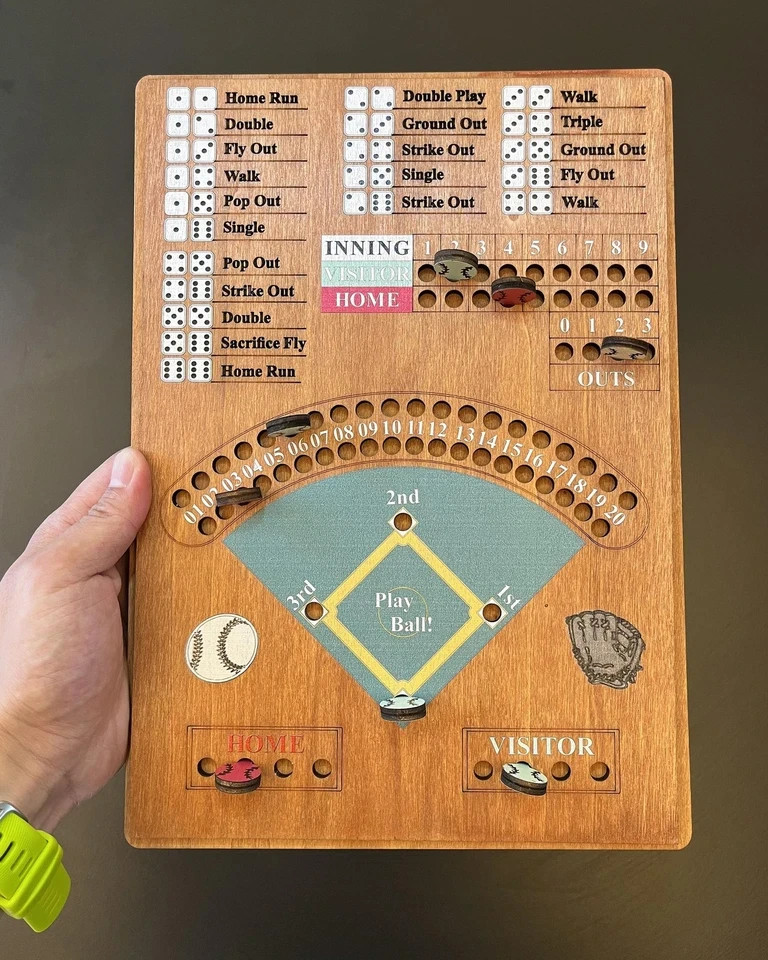 Baseball Dice Board Game,Fun Board Game with Dice,Wooden Baseball Games for Fami