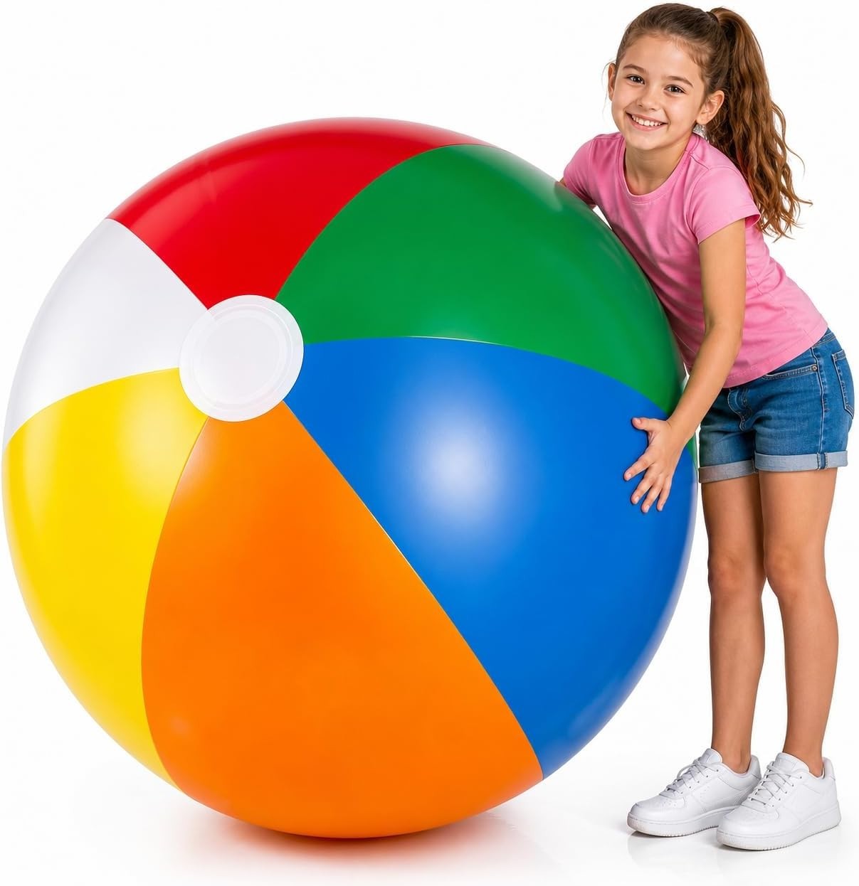Giant Beach Ball 24 Inch Inflatable Pool Toy Pack of 3 Rainbow Balls