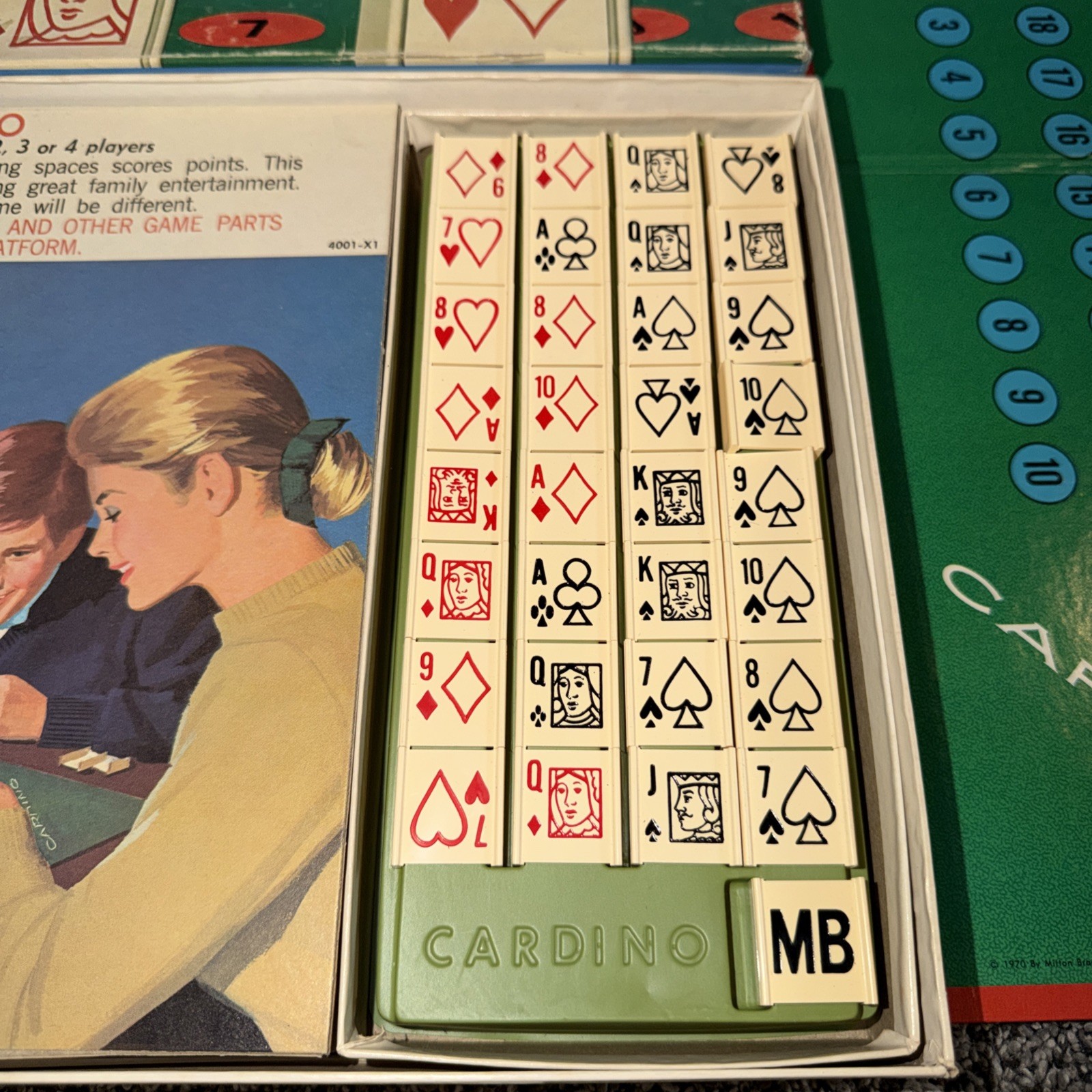 Vintage 1970 Milton Bradley CARDINO Exciting Card Tile Strategy Game! COMPLETE!
