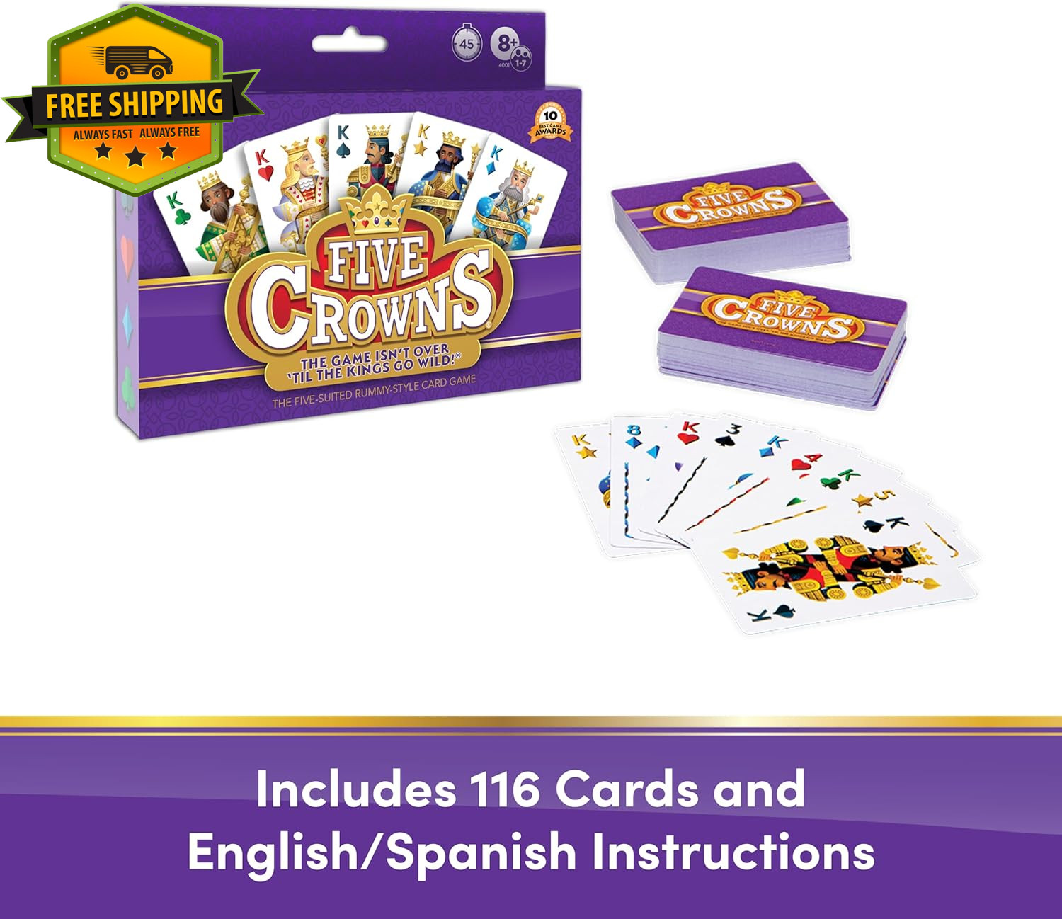 Five Crowns Card Game Rummy Style Family Game Kids Adults Travel