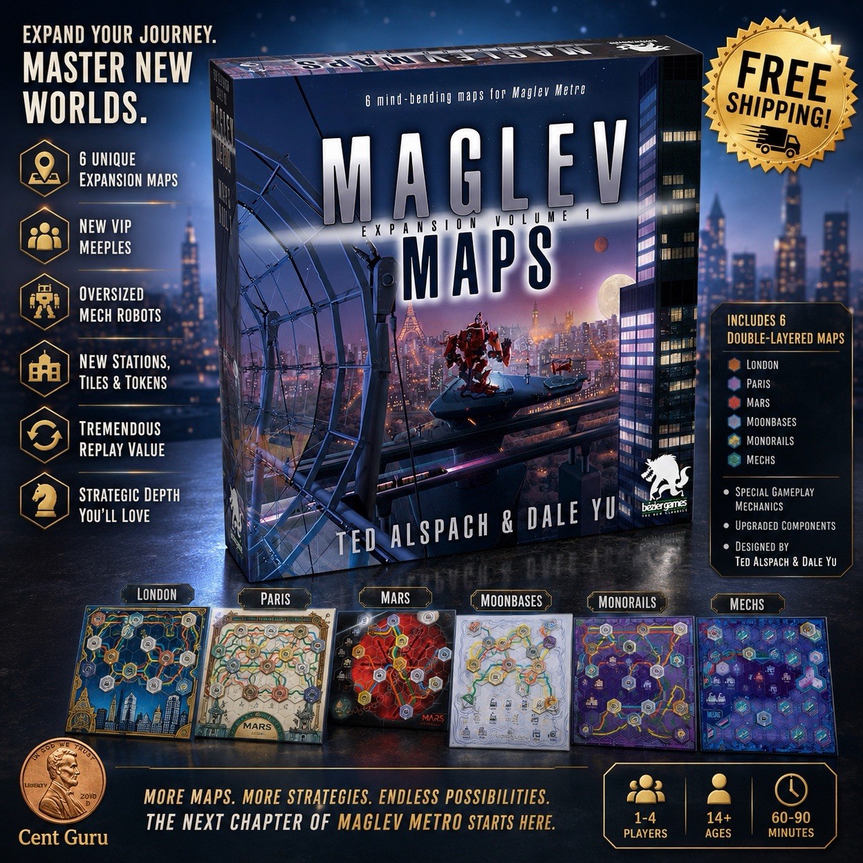 Maglev Maps Expansion Volume 1 Board Game For Maglev Metro New Sealed
