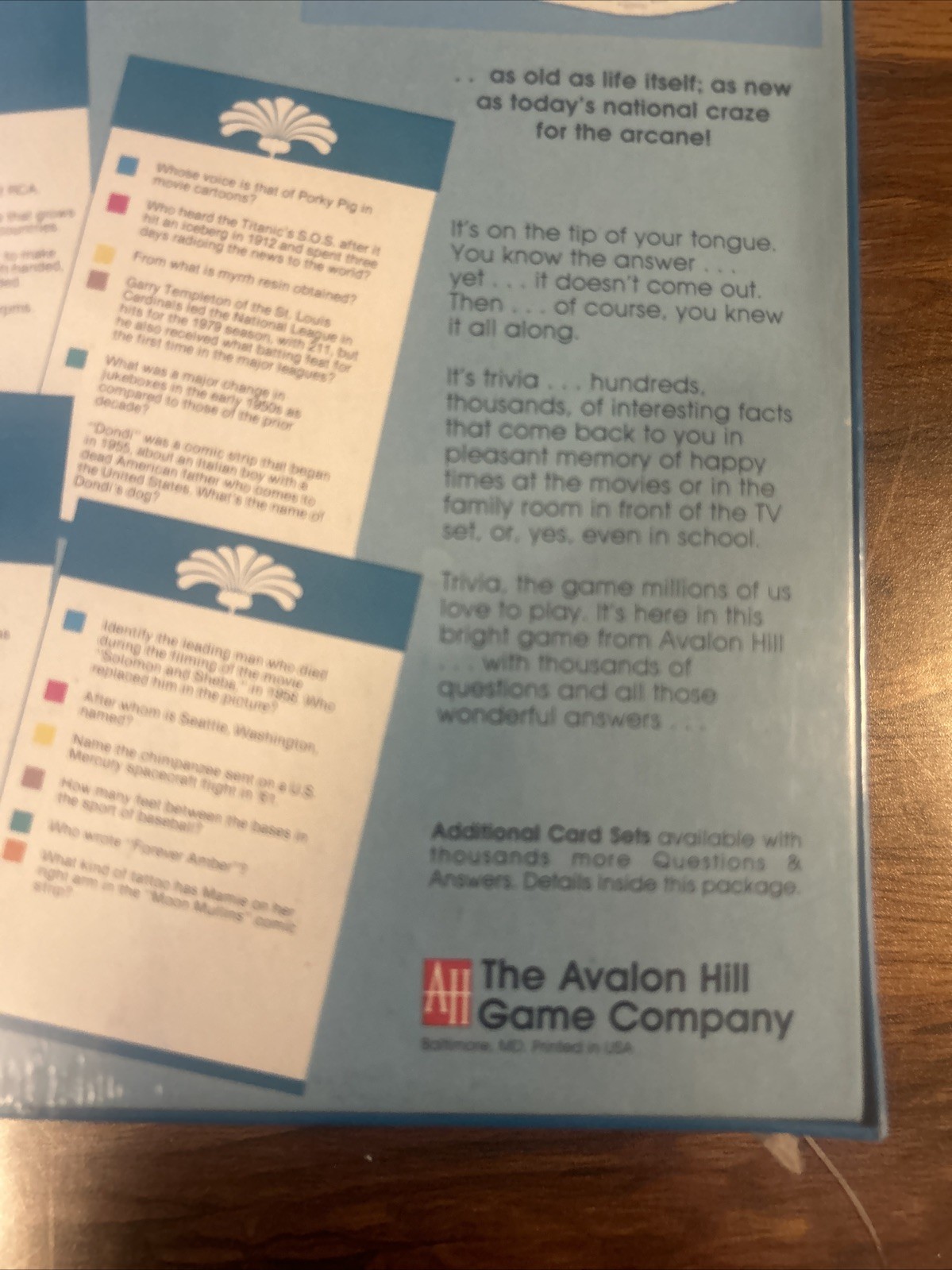 Company’s Game of Trivia Set One – The Avalon Hill Game New Box Vintage 1981 New