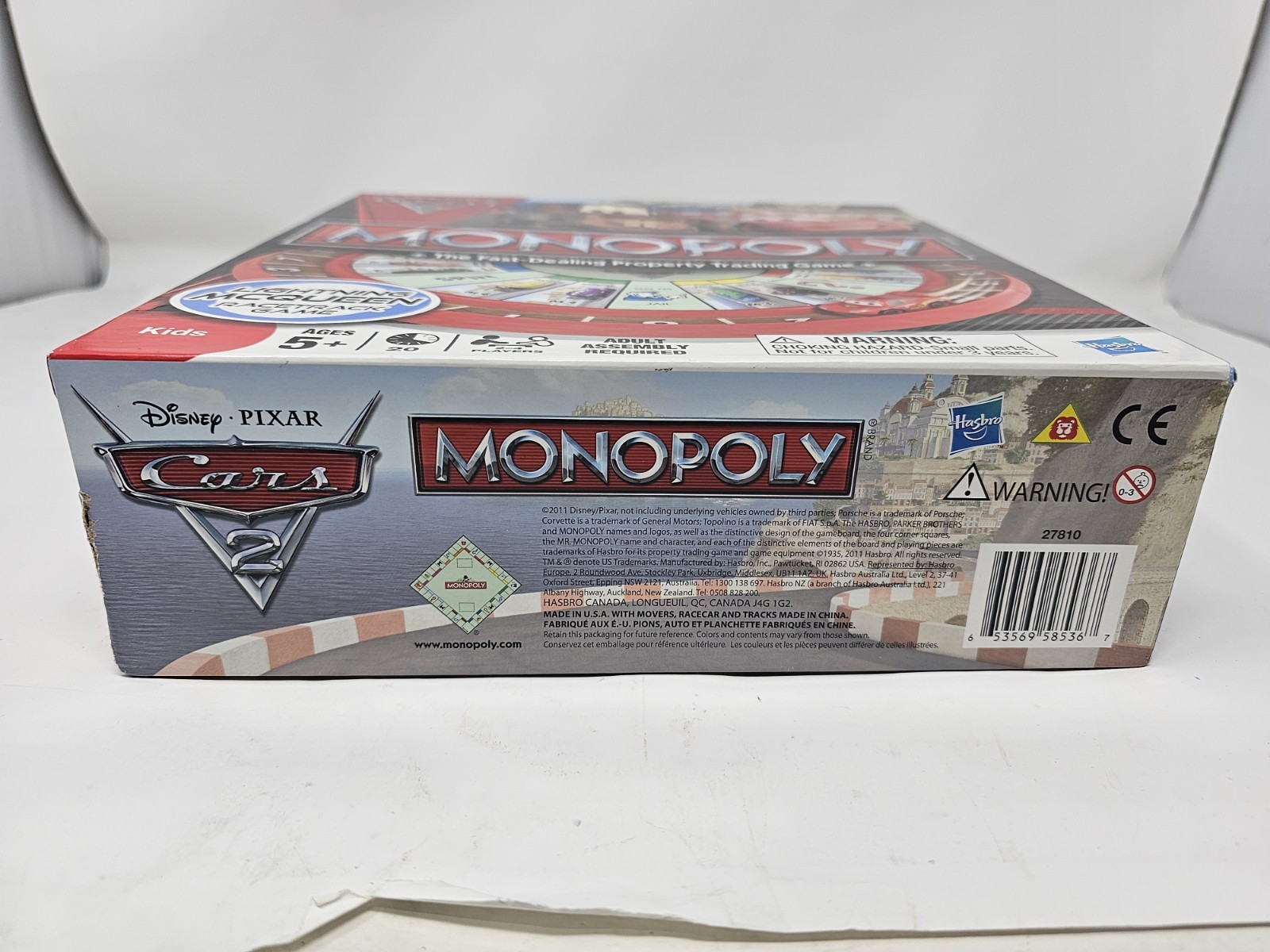 Hasbro Disney Pixar Cars 2 Monopoly Complete 2011 Lightning McQueen Racetrack