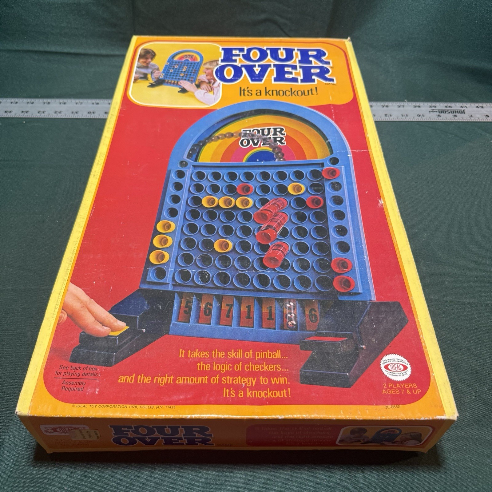 Vintage 1978 IDEAL Four Over Board Game 100% COMPLETE – GOOD SHAPE in BOX WORKS
