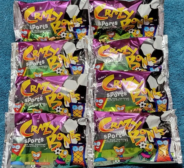 Lot of 36 ORIGINAL GoGo’s CRAZY BONES SEALED FOIL PACKS “SPORTS” VERSION..