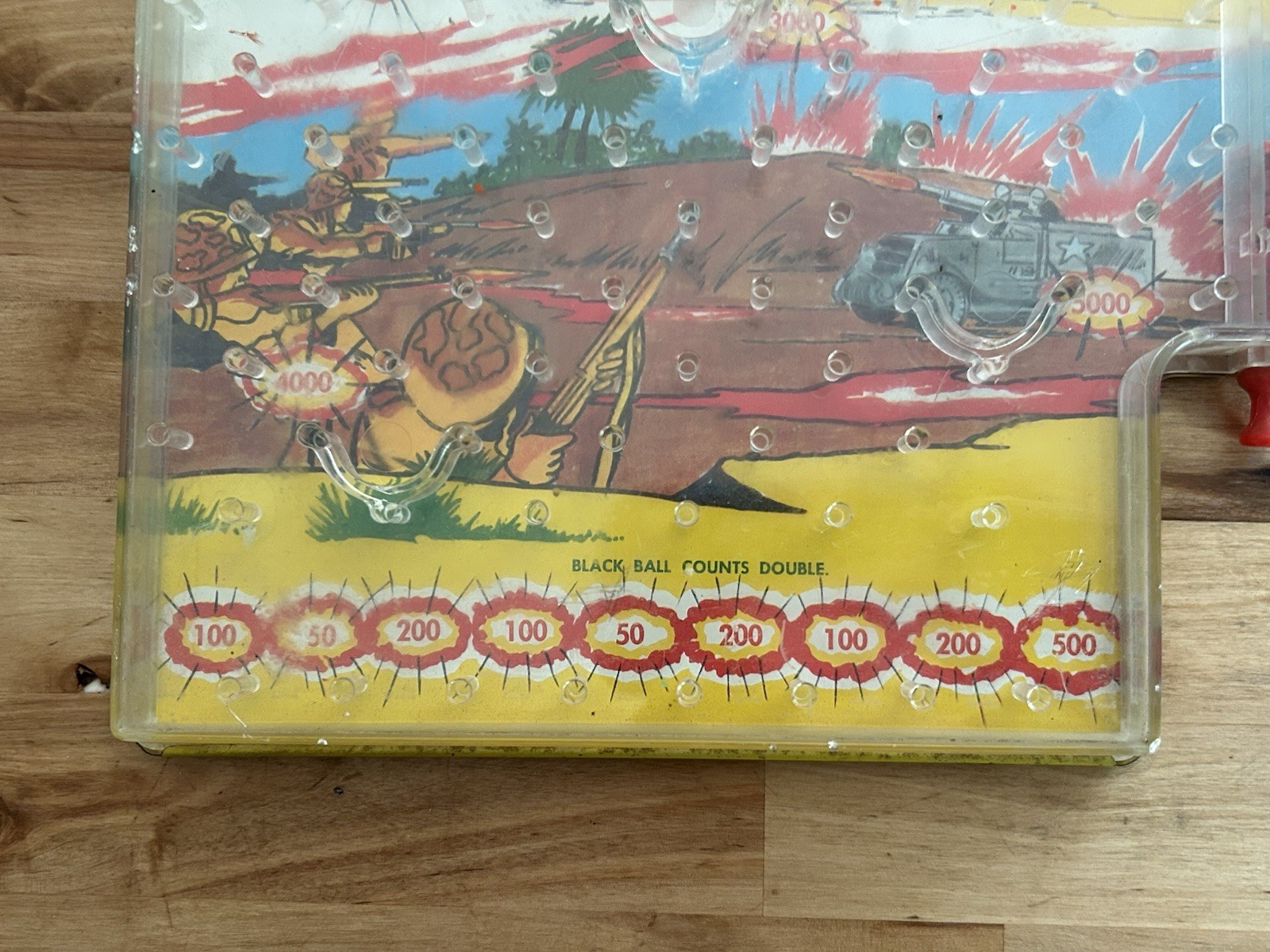 VTG 50’S Wolverine Toys BATTLE ACTION MARBLE GAME Tabletop Pinball 16” x 10”