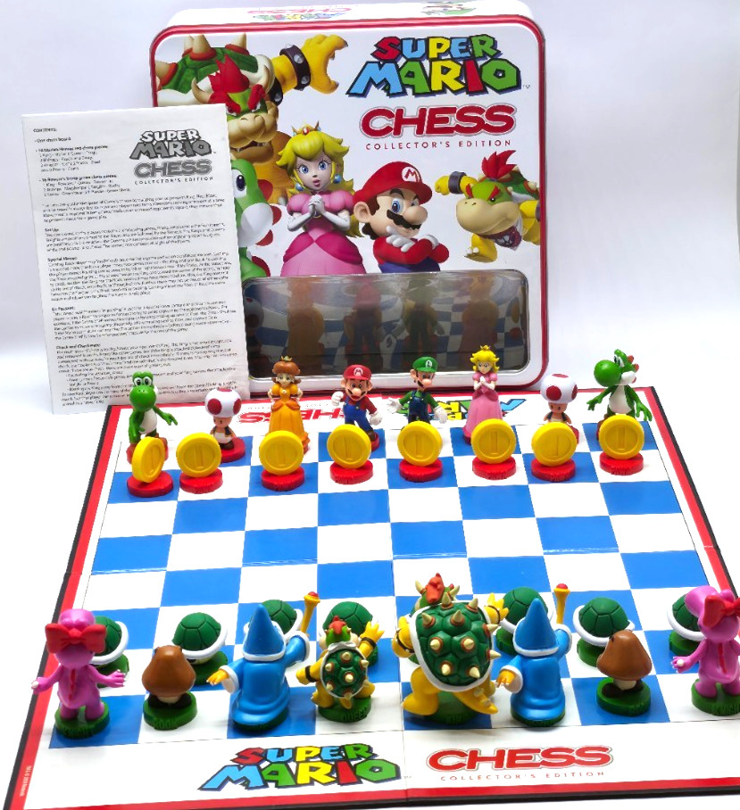 Super Mario Collector’s Edition Chess Set Metal Tin Complete Nintendo Licensed