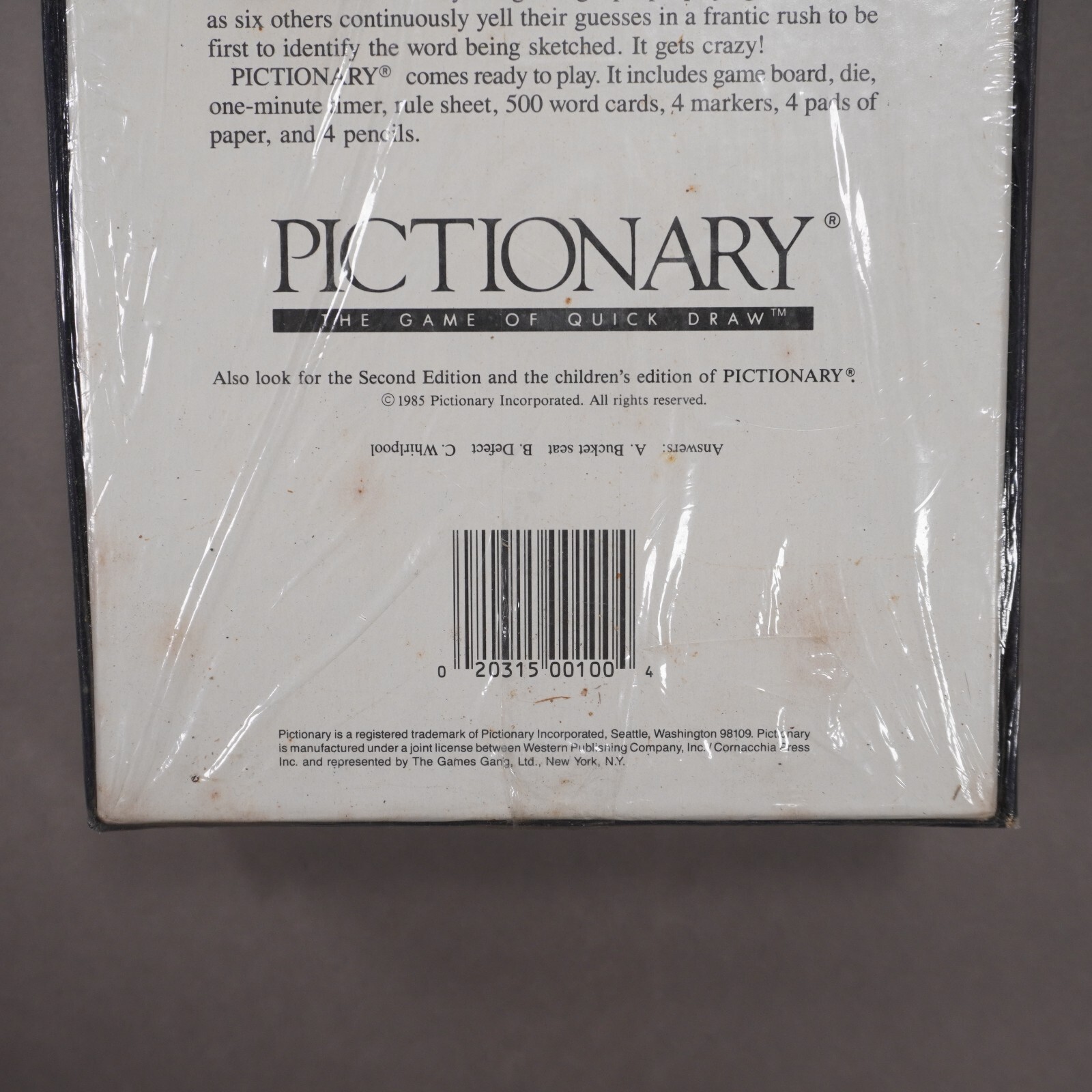 NEW Vintage PICTIONARY First Edition 1985 Board Game Factory Sealed 80s 90s