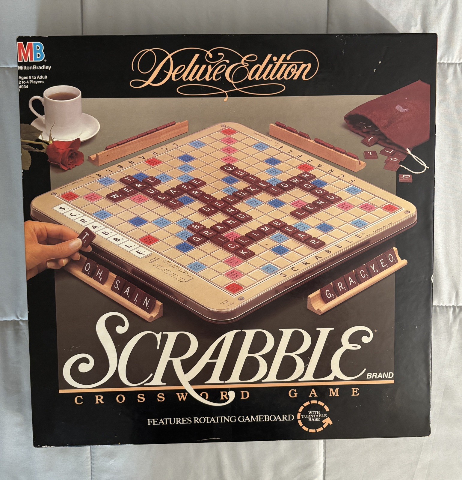 Scrabble Deluxe Edition Board Game Crossword Rotating Board 4034 1989 Complete