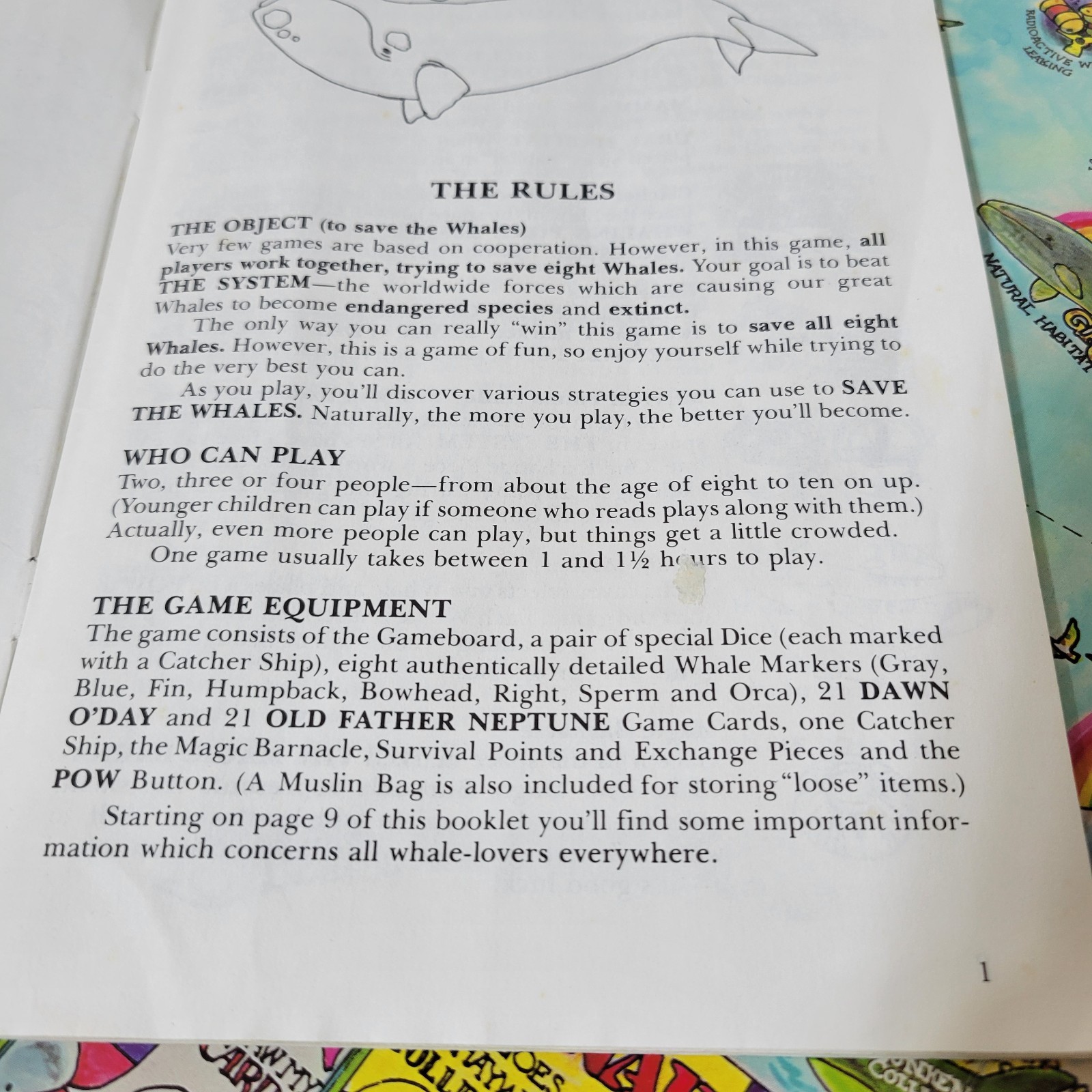 Vintage Animal Town Game Co Save The Whales Board Game 1978