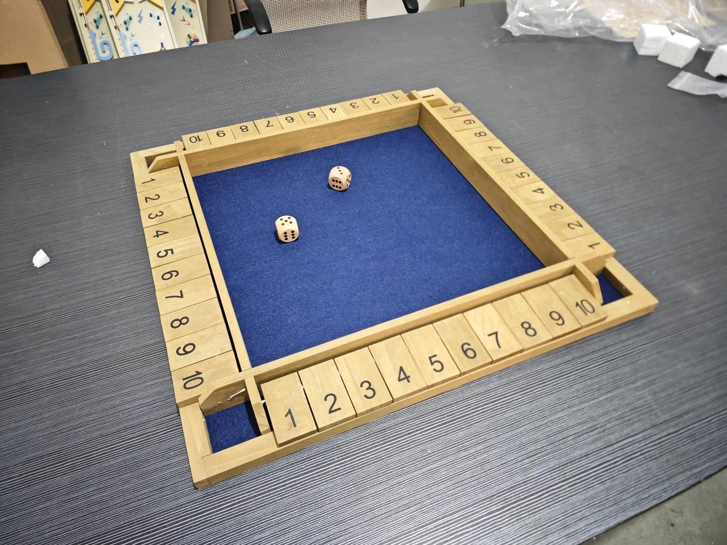 Shut The Box Game for 2-4 Players, 24 Inch Extra-Large Wooden Board w/10 Numbers