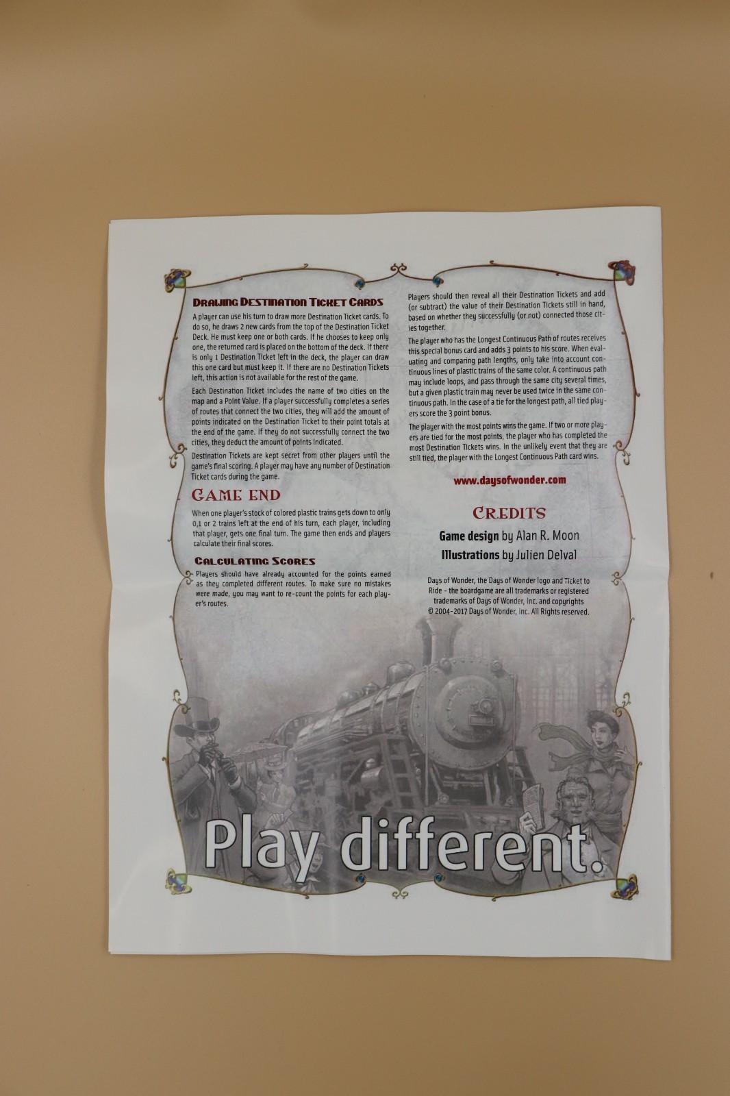 Ticket to Ride Demo Edition Days of Wonder Board Game Excellent Used Condition