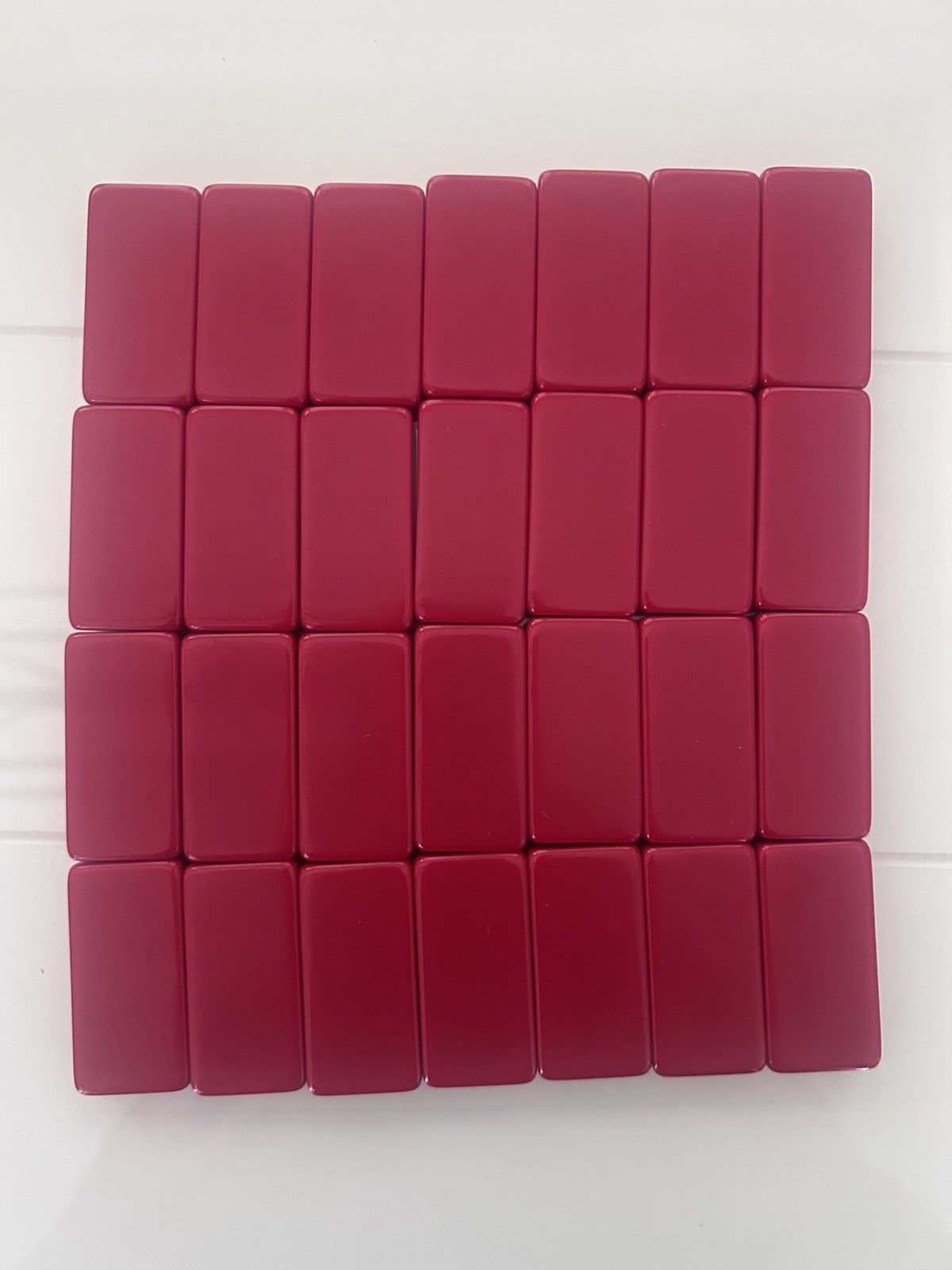 Vintage Puremco Marblelike Dominoes #616 Red Standard Domino Set In Box