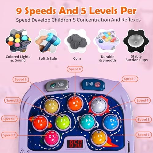 Interactive Whack-a-Mole Game for Kids, Educational Toy with Sound & Light, Gift