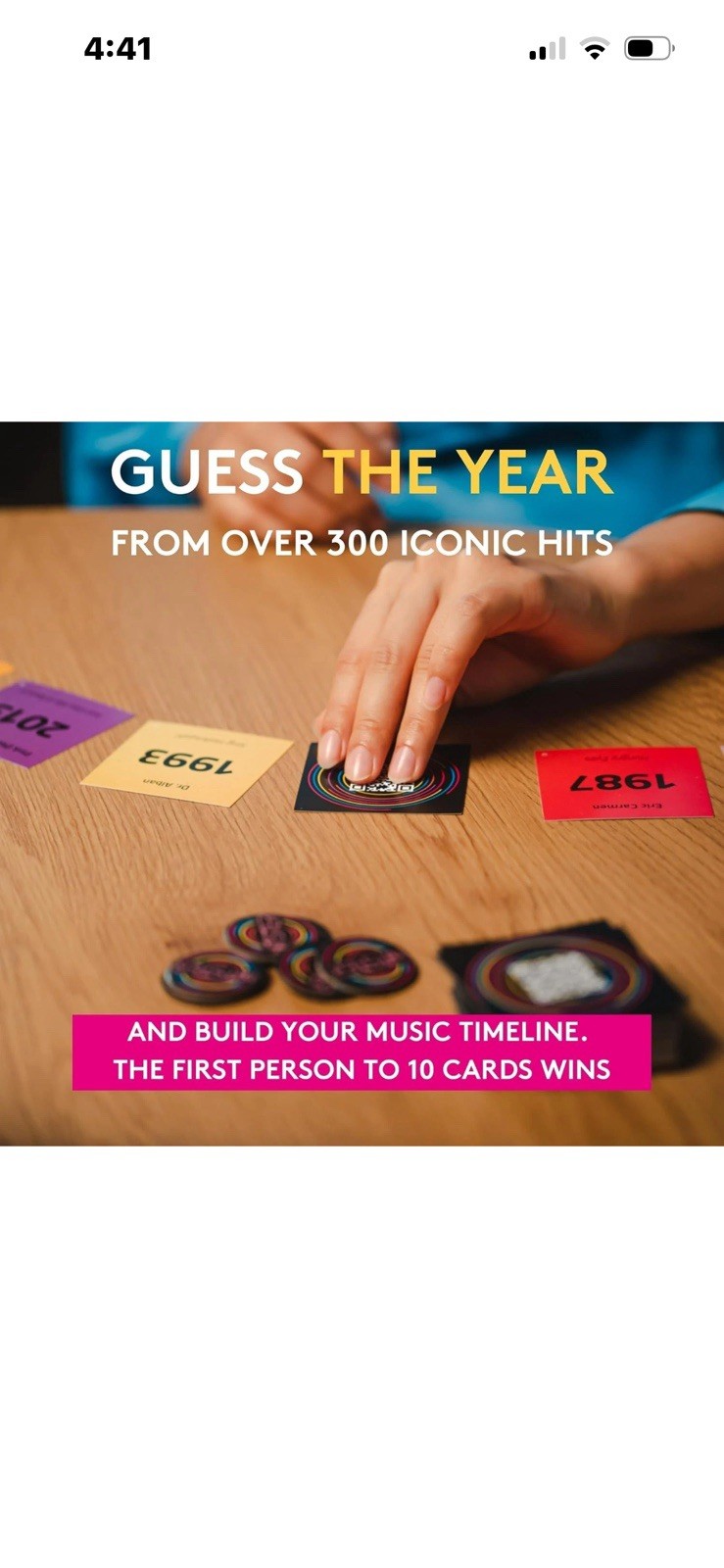 Jumbo Hitster Music Party Multicolor Game Card Quiz 300 Hits 2-10 Players Family