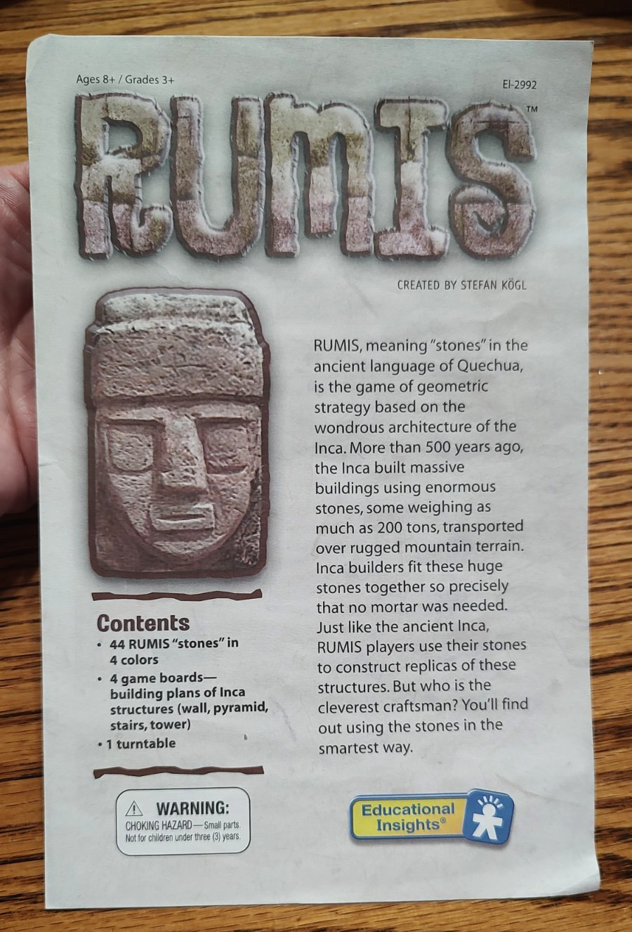 2004 RUMIS PUZZLE GAME, EDUCATIONAL INSIGHTS, COMPLETE