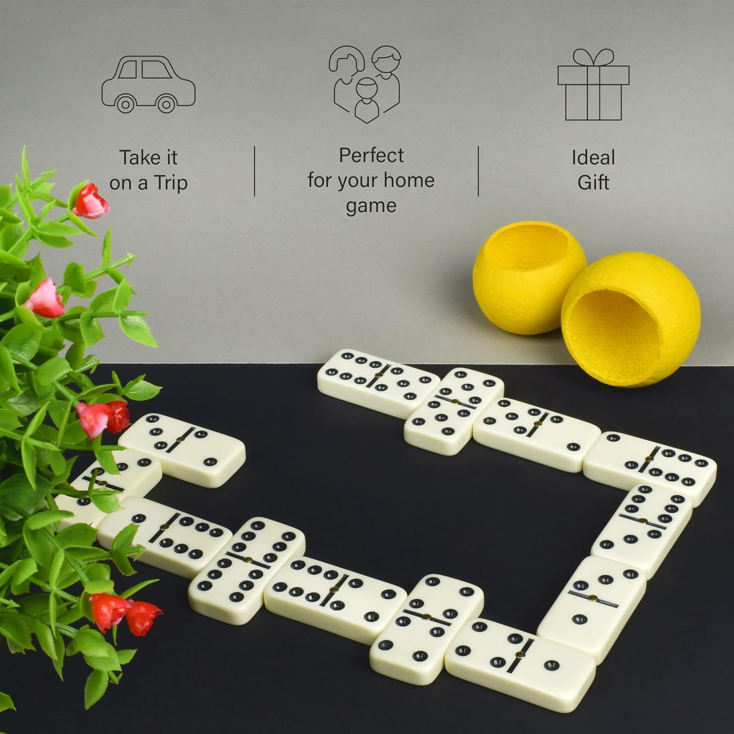 Double 6 Dominoes Set 28 Tiles with Wooden Case Classic Family Game