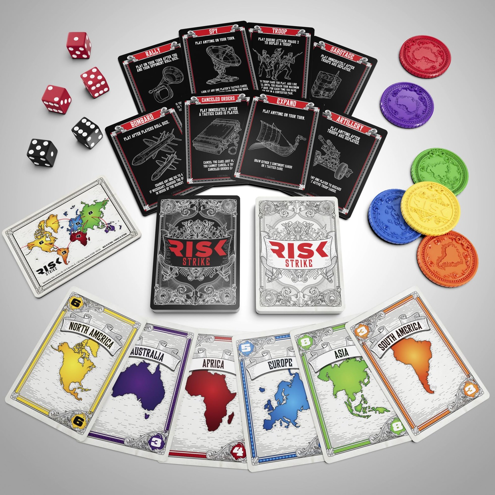 Risk Strike – Quick Strategy Game for 2-5 Players, Ages 10+, 20-Min Play