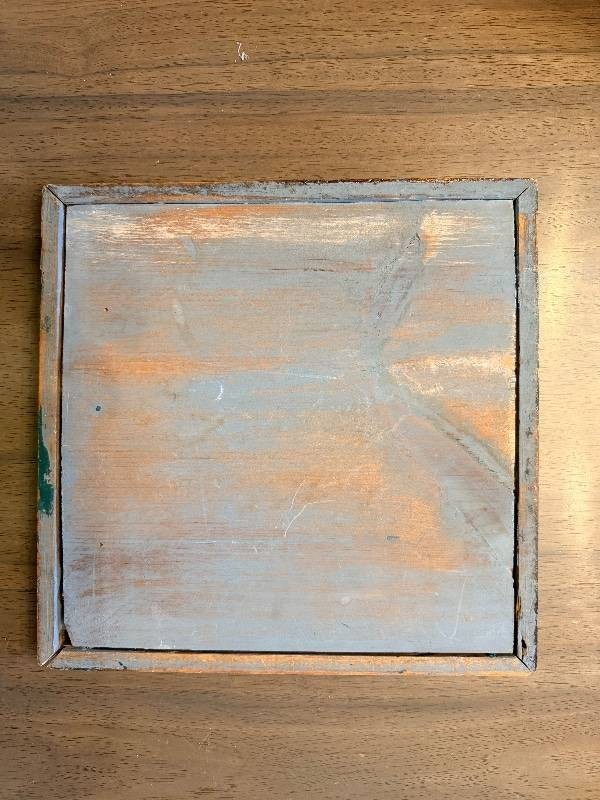 Vintage Wooden Checkerboard Board – Red & Teal Squares Framed