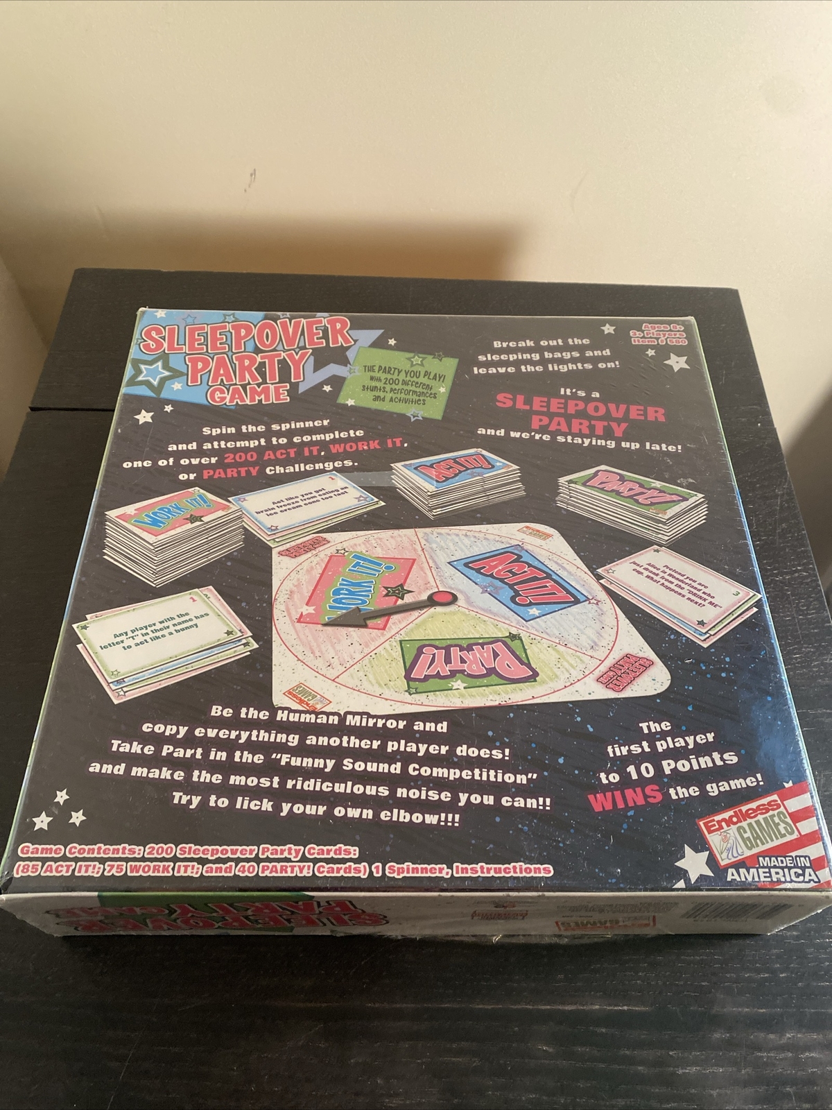 “THE SLEEPOVER PARTY GAME” 2014 Ages 8+ Complete By Endless Games Preowned