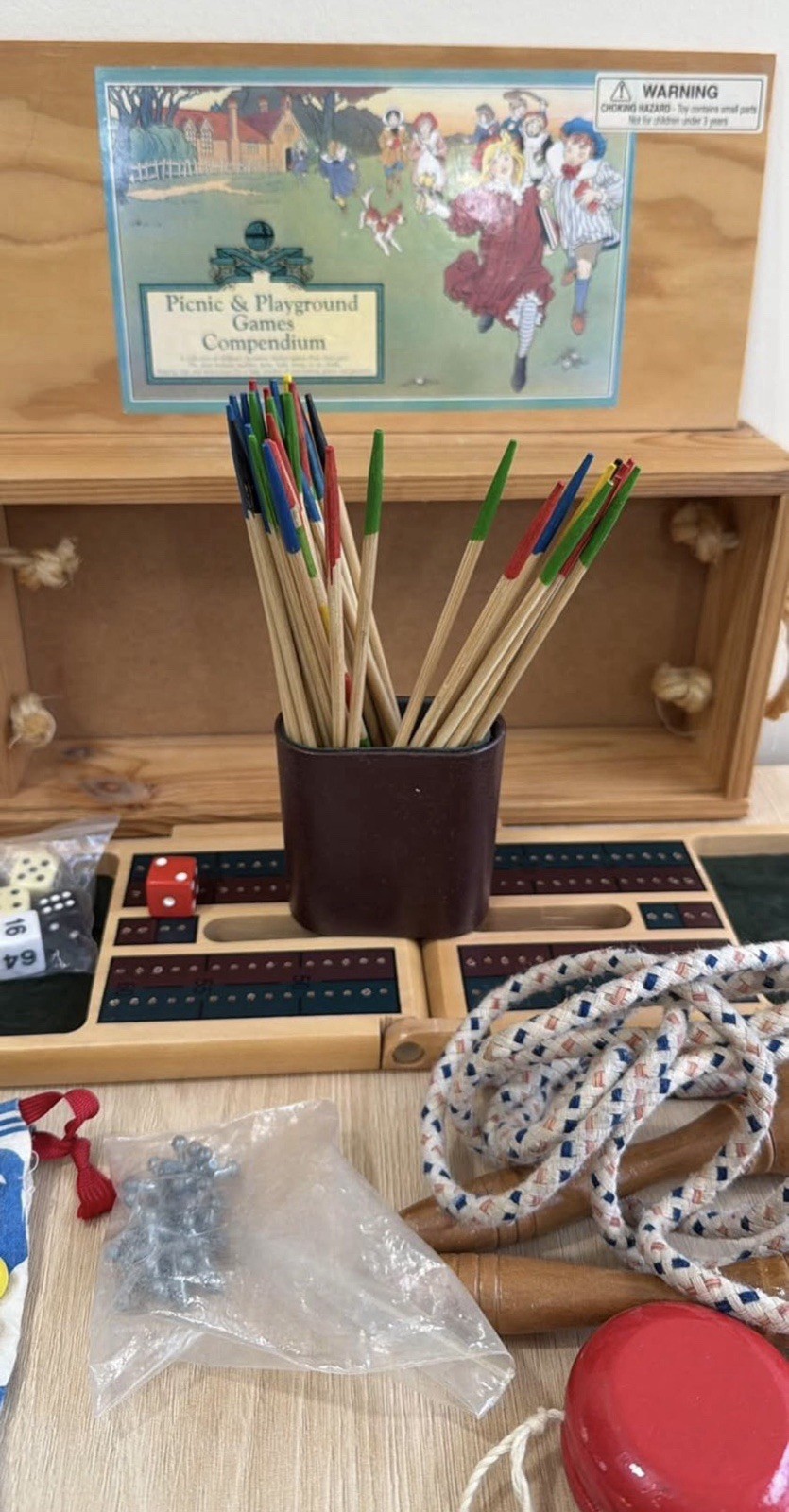 House of Marbles Picnic & Playground Games Compendium Used In Wooden Box J