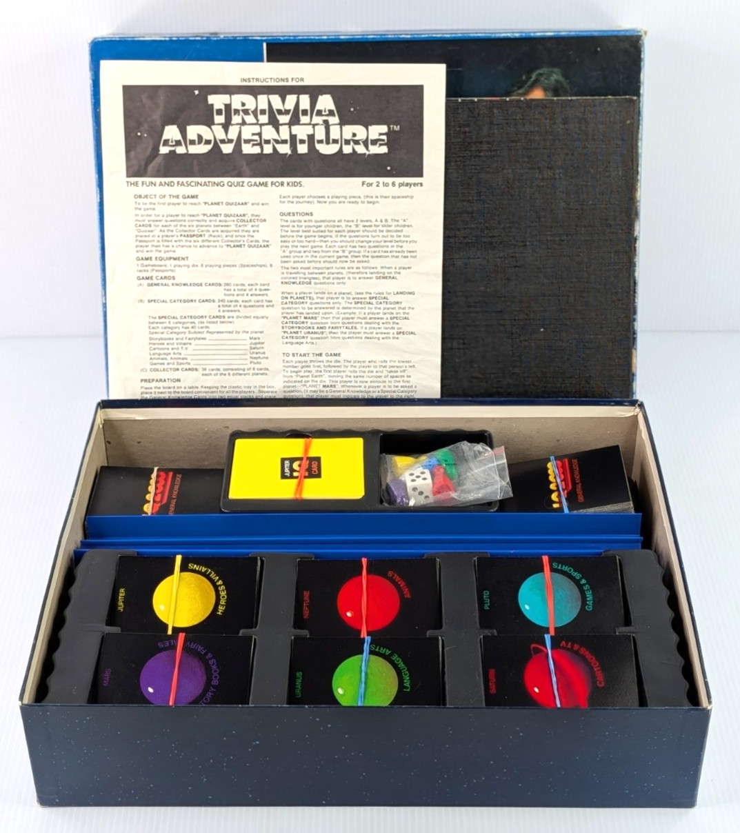 Vintage 1986 IQ2000 Trivia Adventure System Space Theme Board Game 100% COMPLETE