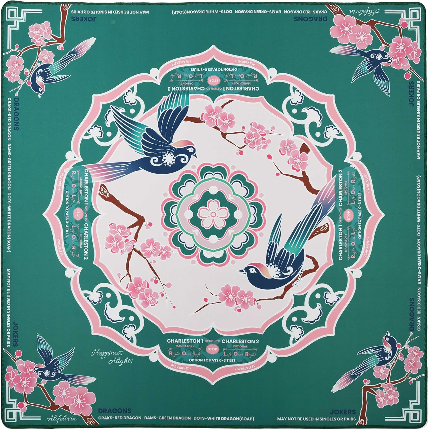 Designer Mahjong Mat – American Mah Jongg Mat for Table 31.5X31.5 Inch Non-Slip