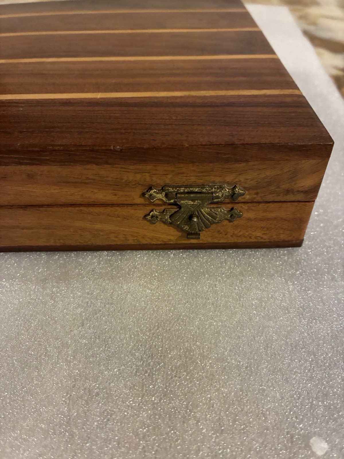 Wooden Inlaid Backgammon Set Travel Size, 12” X 7” Case
