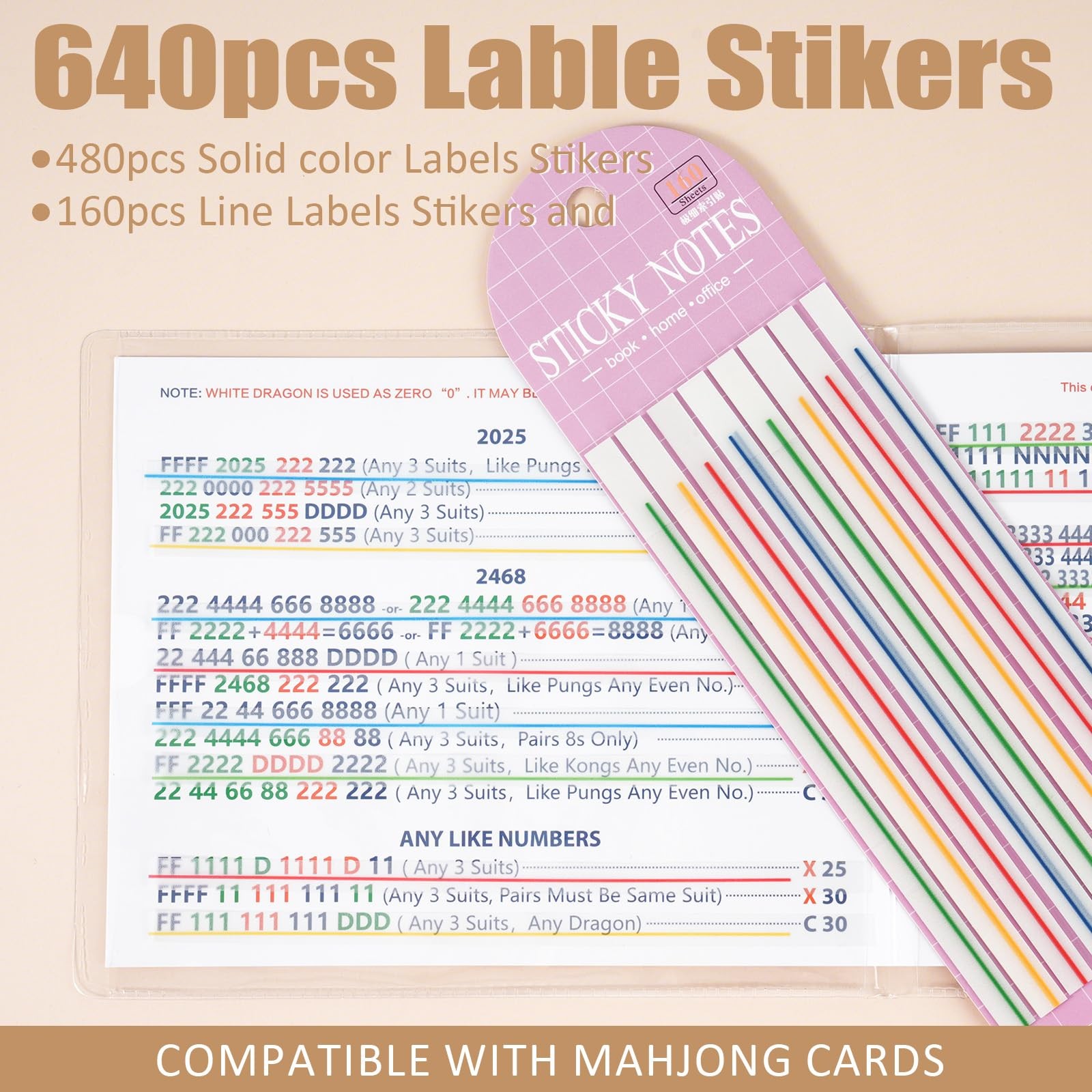 640 pcs Mahjong Card Line Finder Highlighter Tape, Mahjong Line Highlighter S…